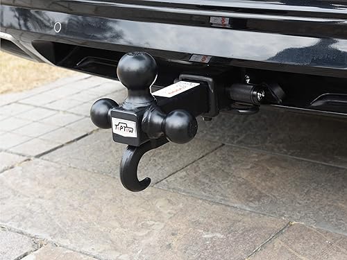 Miniatura 7 de TOPTOW 64181 Enganche receptor de remolque Tri Ball Mount con gancho bolas negras para receptor de 2 pulgadas