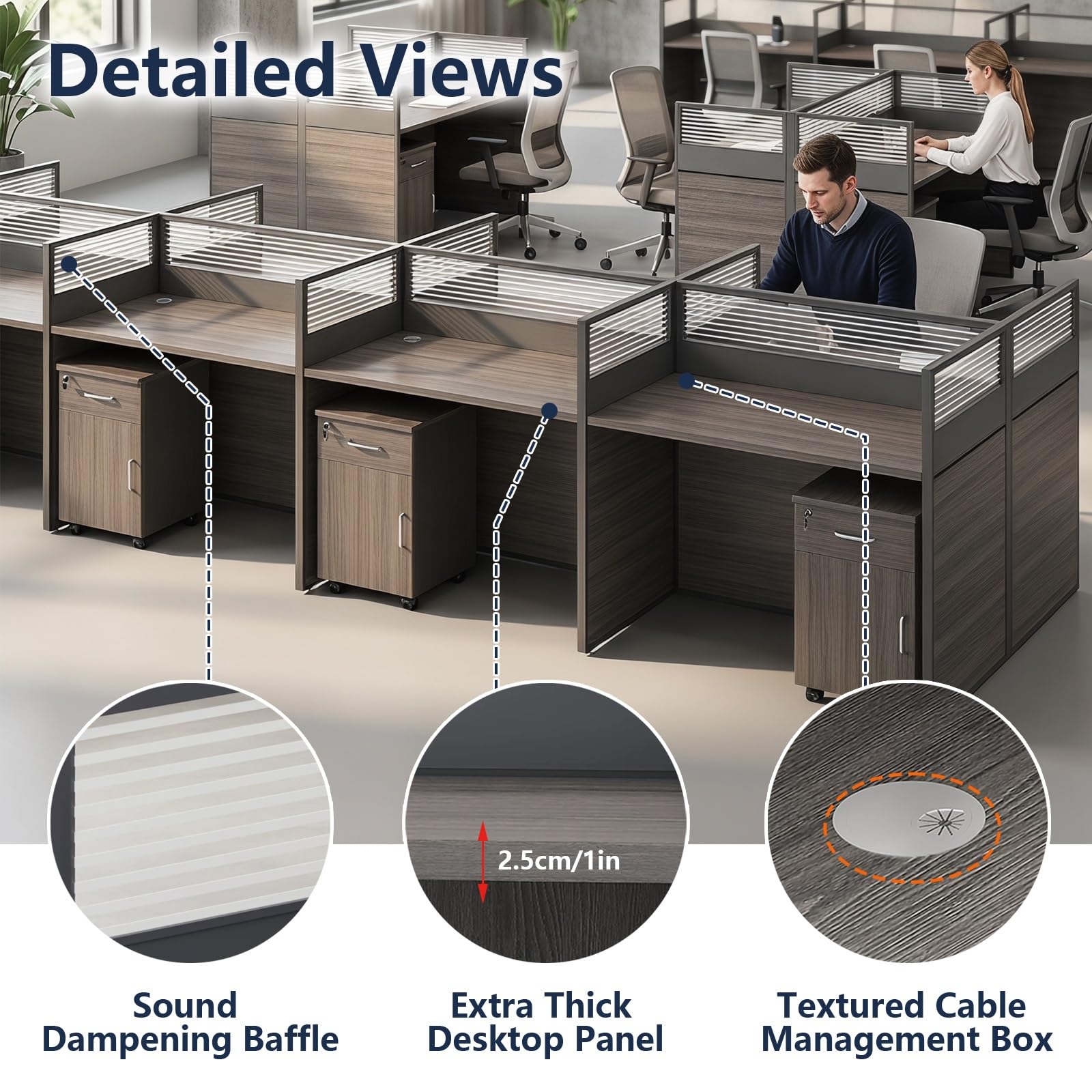 Mesa De Oficina Modular con Paneles Separadores Y Gestión De Cables, Mesa para Ordenador Oficina para Oficinas Abiertas, Call Centers Y Coworking(with Cabinet,D8 Person)