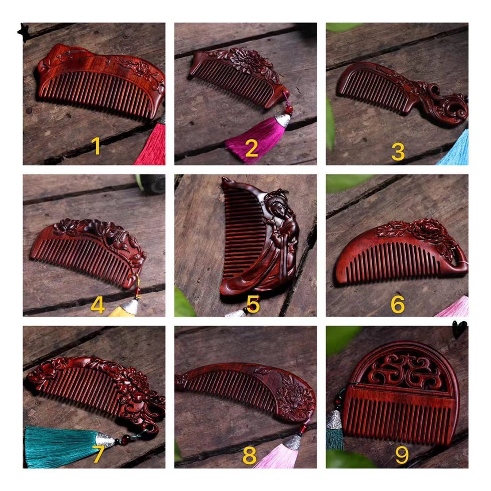 Rotes Sandelholz schnitzen massiv Holz Kamm Friseur gerade Haare Kamm Hochzeitsfestivalgift Kamm (Color : M)