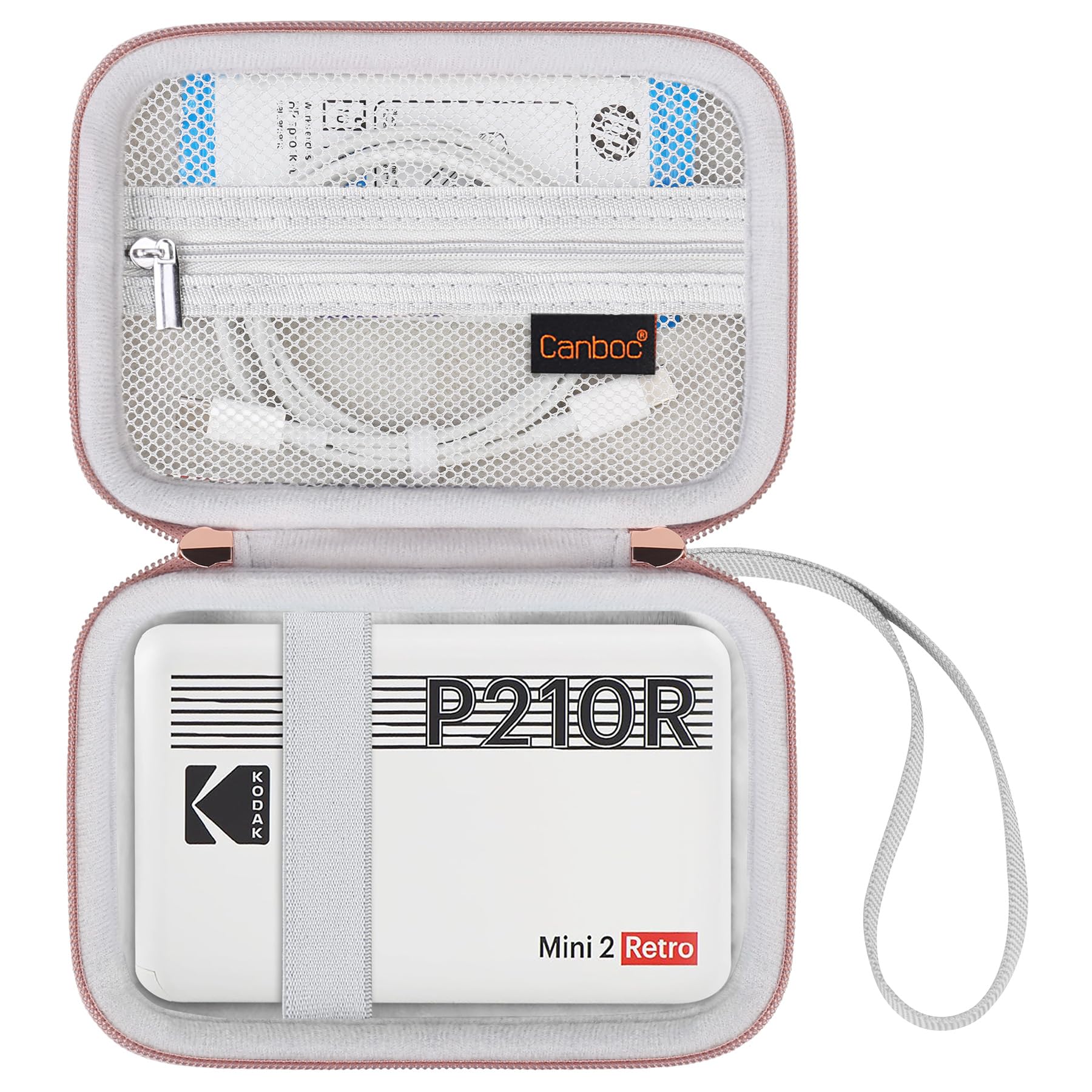 Canboc Carrying Case for KODAK Mini 2 Retro 4PASS Portable Photo Printer/KODAK Mini Shot 2 Retro 4PASS 2-in-1 Instant Digital Camera, Mesh Bag fits Photo Paper and Cable, White