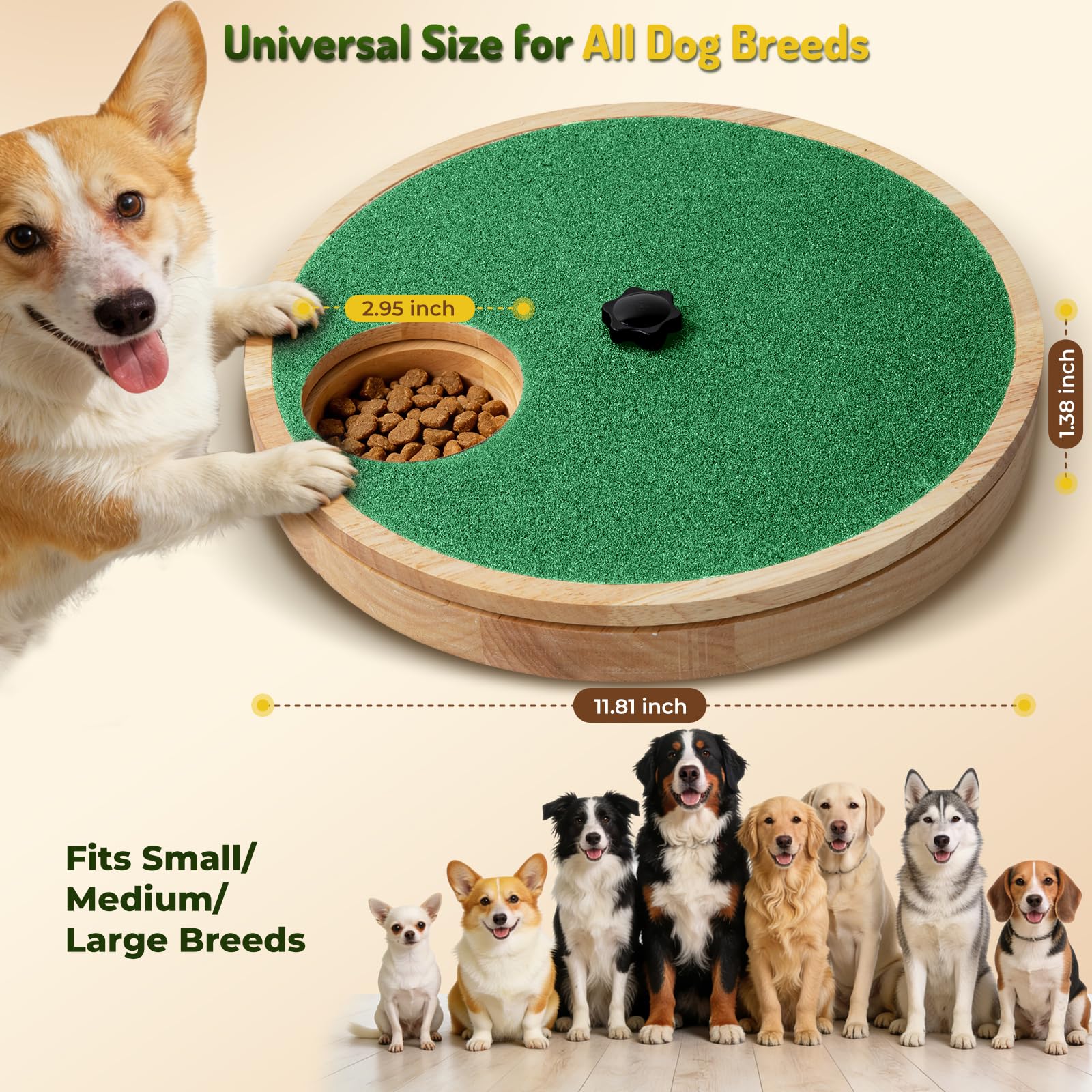 Planche à Griffer pour Chien avec Boîte à Friandises, Vert | Jouet Chien Interactif Réglable Pour un entretien Sans Stress,Planche à Friandises Puzzle Pour Chiens de Toutes