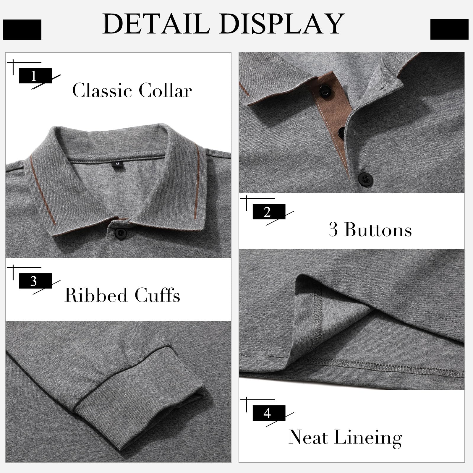 Comilaka Uomo Polo Casual Manica Lunga Poloshirt Top Golf Maglietta Cotone Colori a Contrasto Autunno Inverno Classico