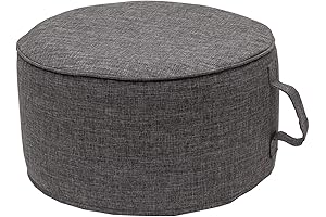 QILLOWAY Black Inflatable Outdoor Pouf Ottoman for Adults and Kids