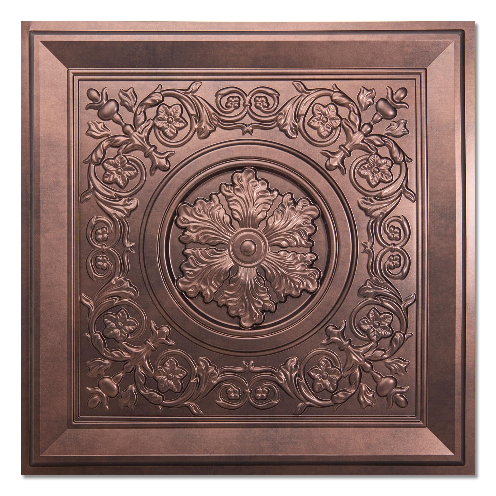 WOWSTAR 3D-Deckenfliesen, wasserdicht, zum Aufkleben, 61 x 61 cm, antikes Kupfer, 12 Stück