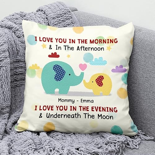 Personalized Square Pillow for Mom from Baby Boy Girl Unique Baby Gifts Elephant Mom and Baby Love Cute Kid Custom Name Double Sided Sofa Couch disponible en Yaxa Colombia