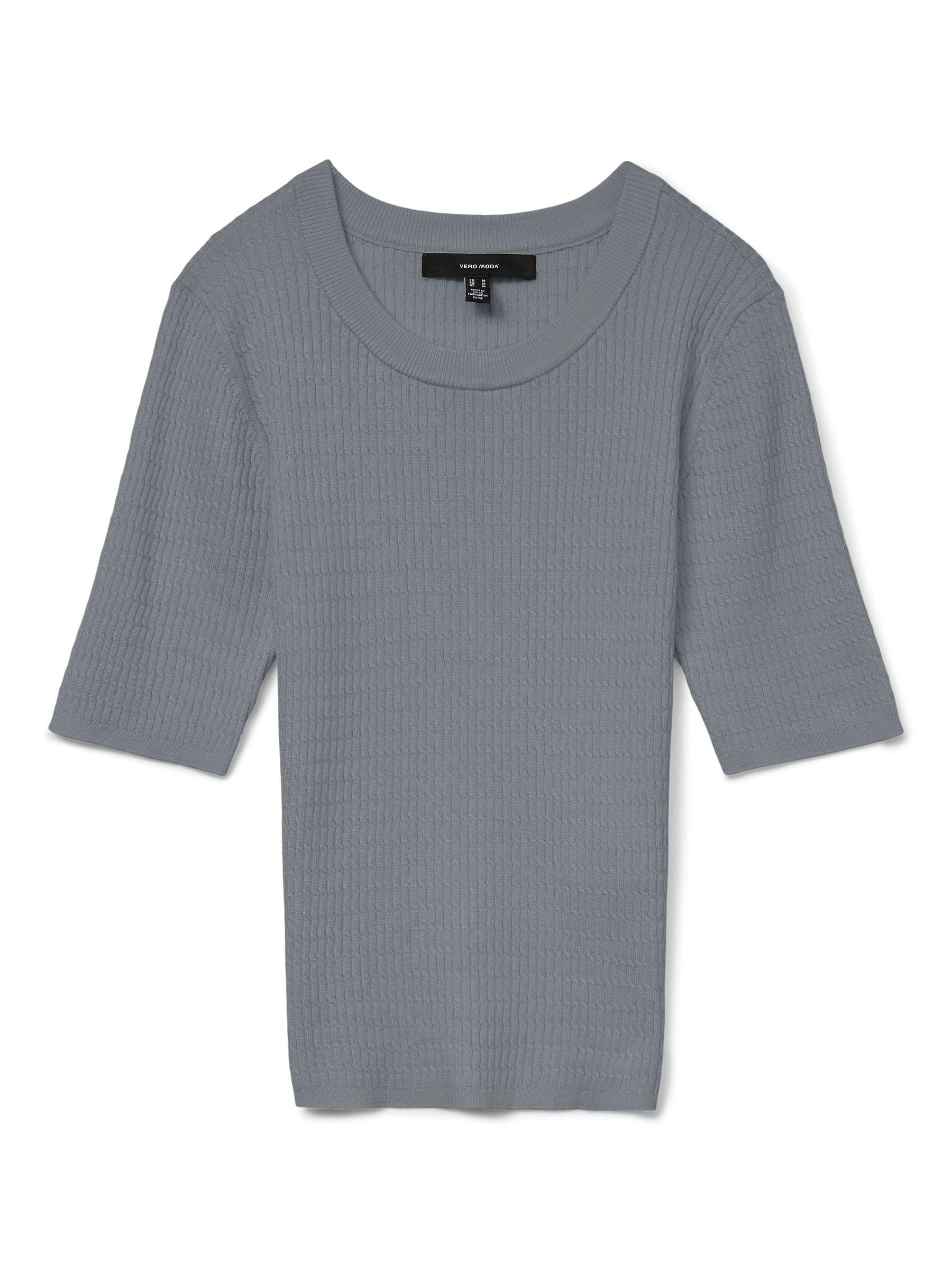 VERO MODA Women's Vmsilje 2/4 O Neck Cable Pullover Noos, Medium Grey Melange, M
