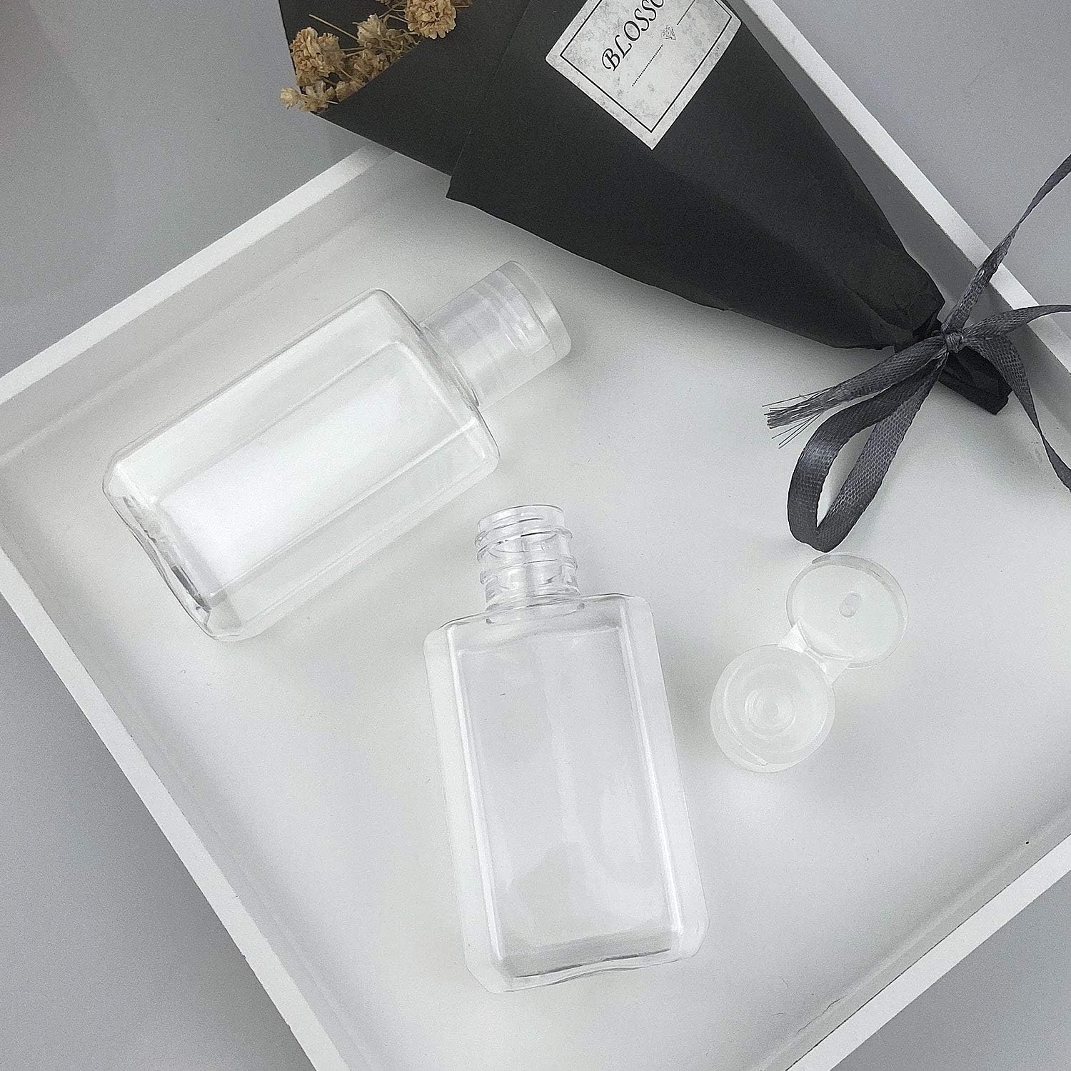 FOOCHY 120 Pack Clear Plastic Refillable Flip-Top Bottles for Hand Sanitizer Shampoo Lotion,etc - No BPA/Parabens, 60ml/2oz