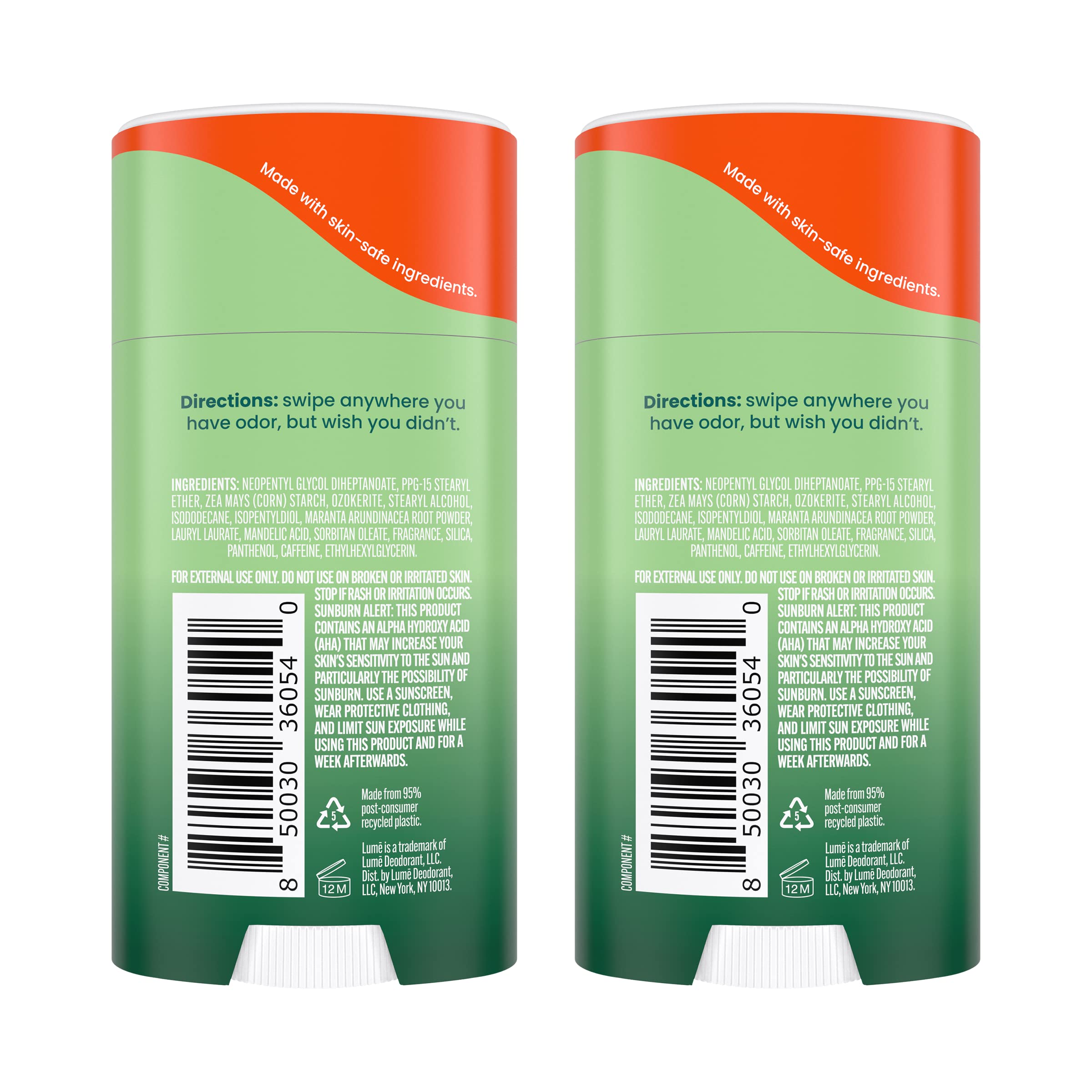 Condition photo showing New/Like New for lume whole body deodorant - smooth solid stick - 72 hour odor control - aluminum free, baking soda free and skin safe - 2.6 ounce (pack of 2) (fresh alpine)