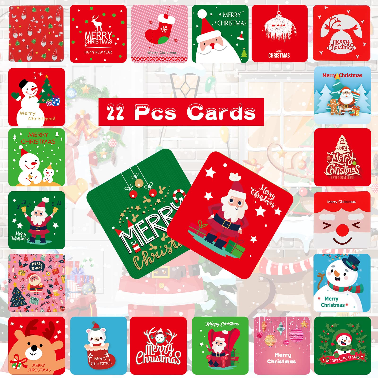 MATICAN Weihnachtskarten Set – 24 Karten Mit Umschlägen, 6 Tierdesigns, 10,2 X 15,2 Cm, Blanko Innen