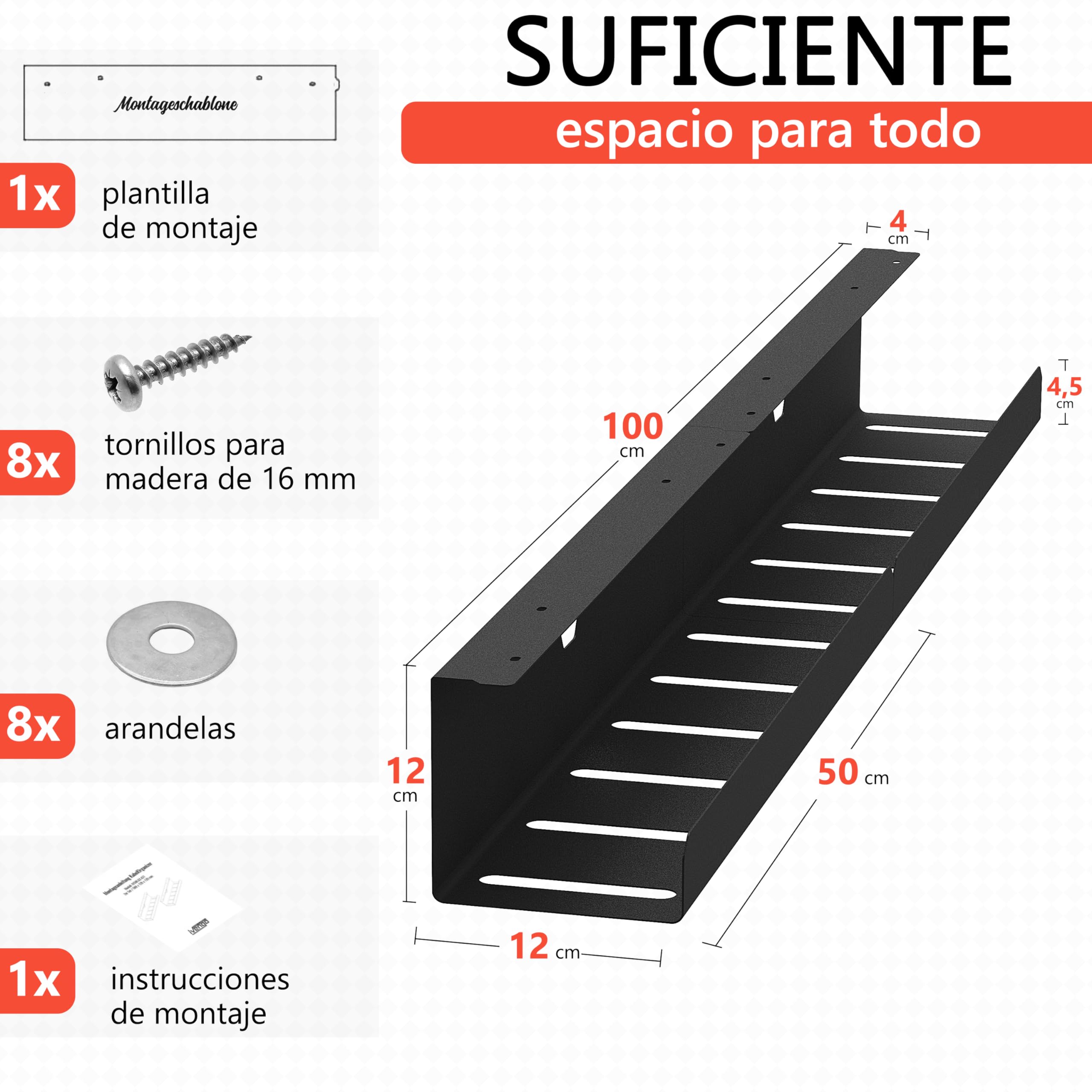iVengo® XL Organizador Cables Escritorio Probado por TÜV [2x50cm] para una Recoge Cables Ideal - Espacioso Organizador de Cables [Juego de 2] - Bandeja Cables Escritorio Robusto e Inteligente - Negro