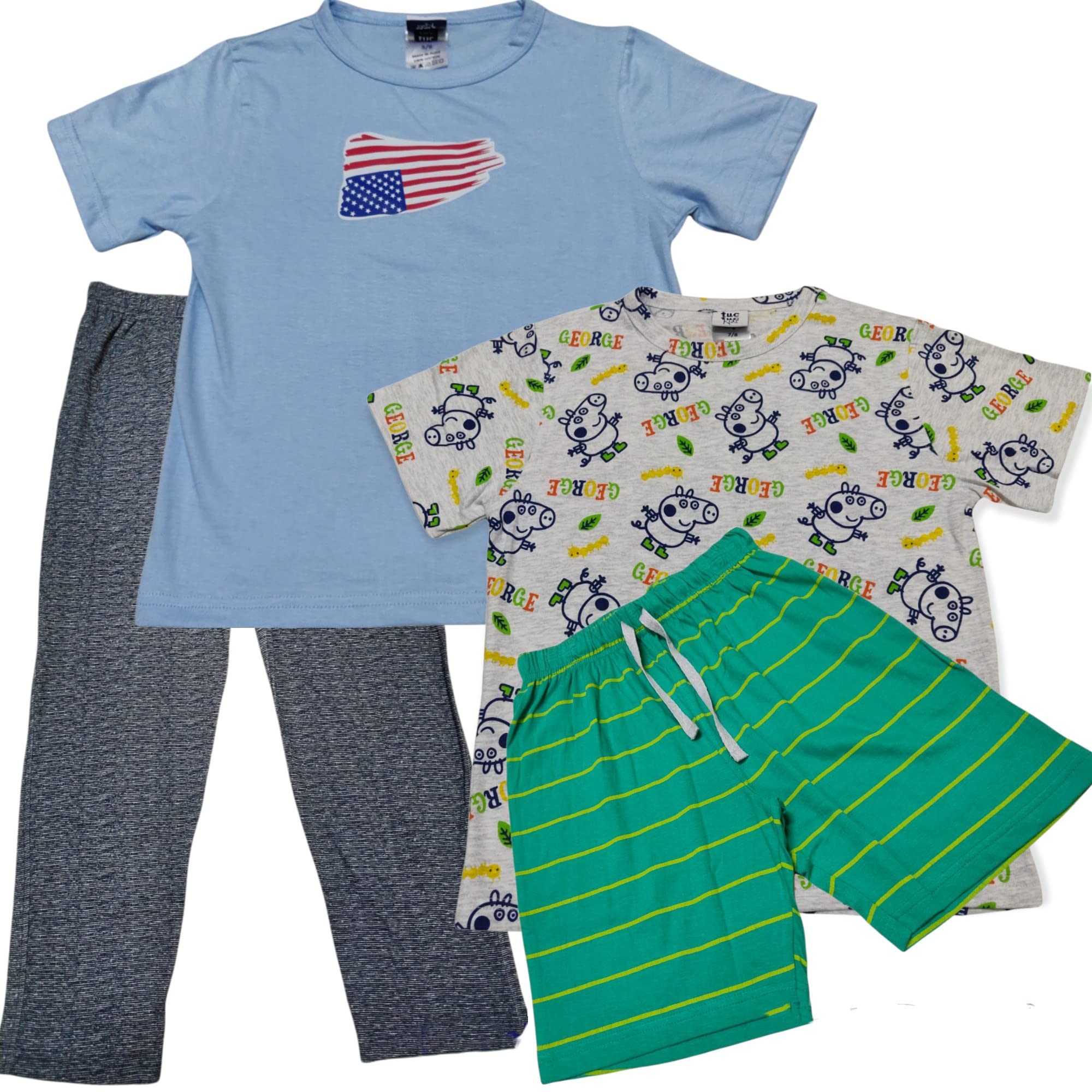 Boys Pyjama Set ( Pack of 2 Set- Pyjama & Shorts) (2-3 Years, Blue George)