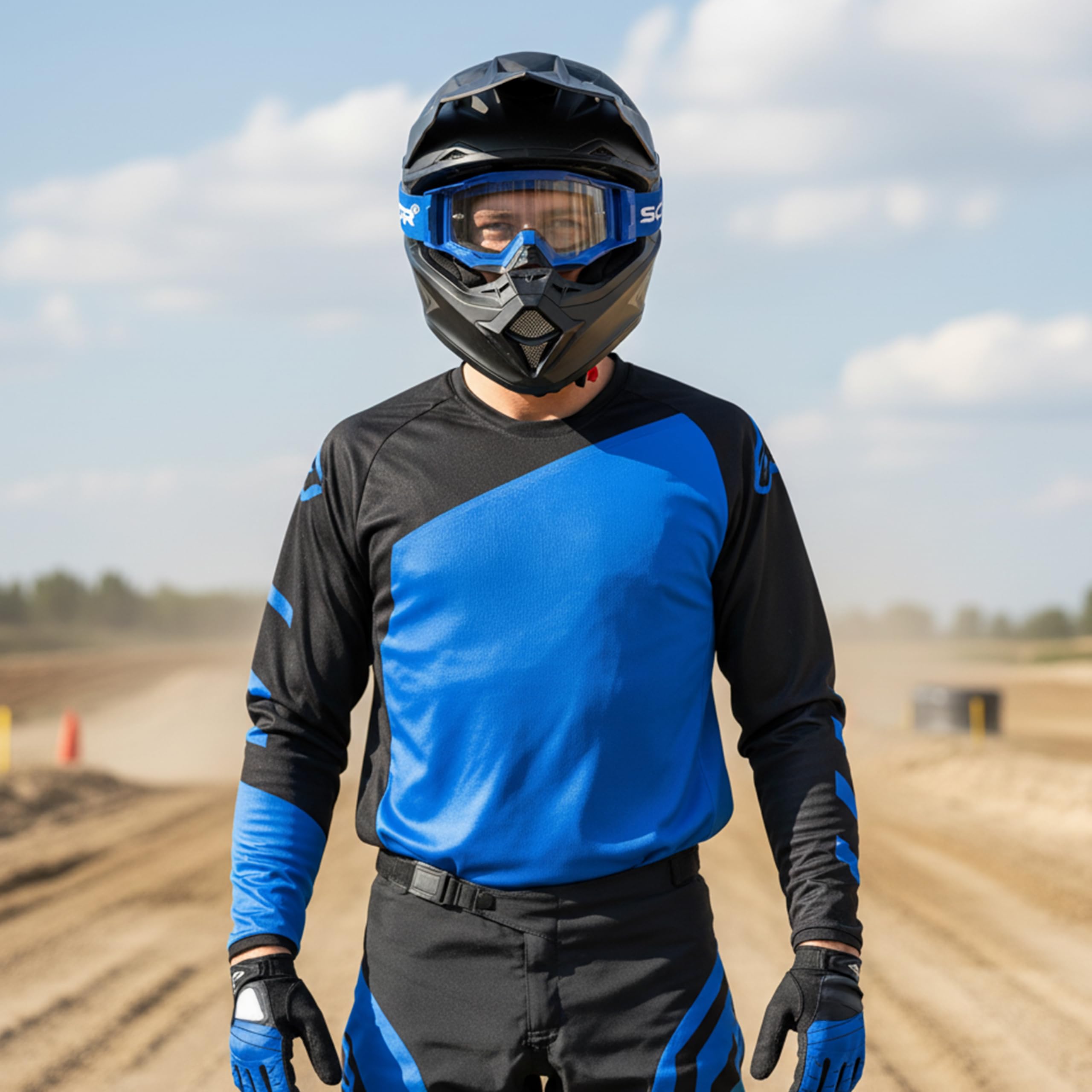 SCHNORR MX Neo Motocross Goggles Clear Lens Anti Fog Tear-Off + Vetro di ricambio Argento