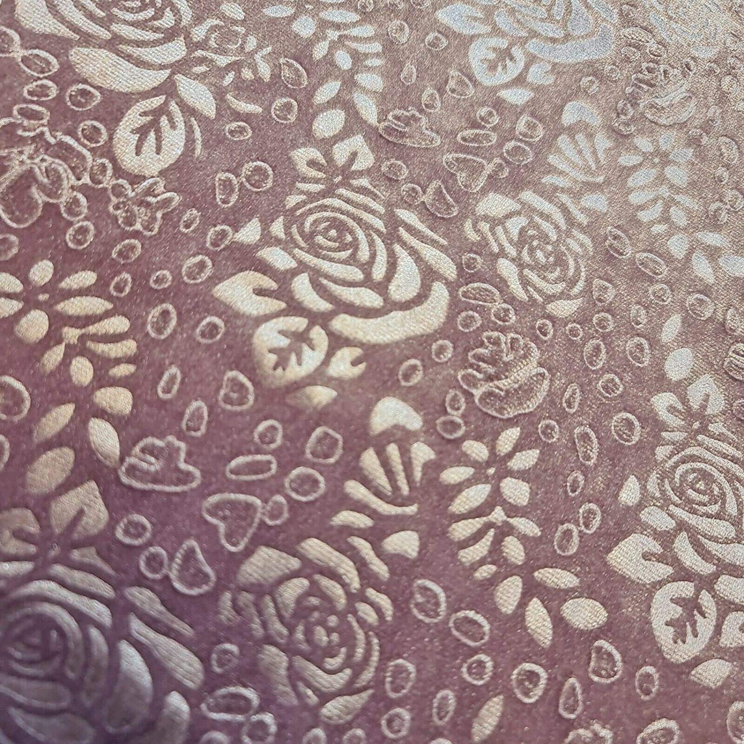 Tessile Stazione Rose Floreale Velluto Rilievo Velluto Abito Artigianale Cuscino Tessuto Al Metro 147,3 cm (5 Metro - Malva)