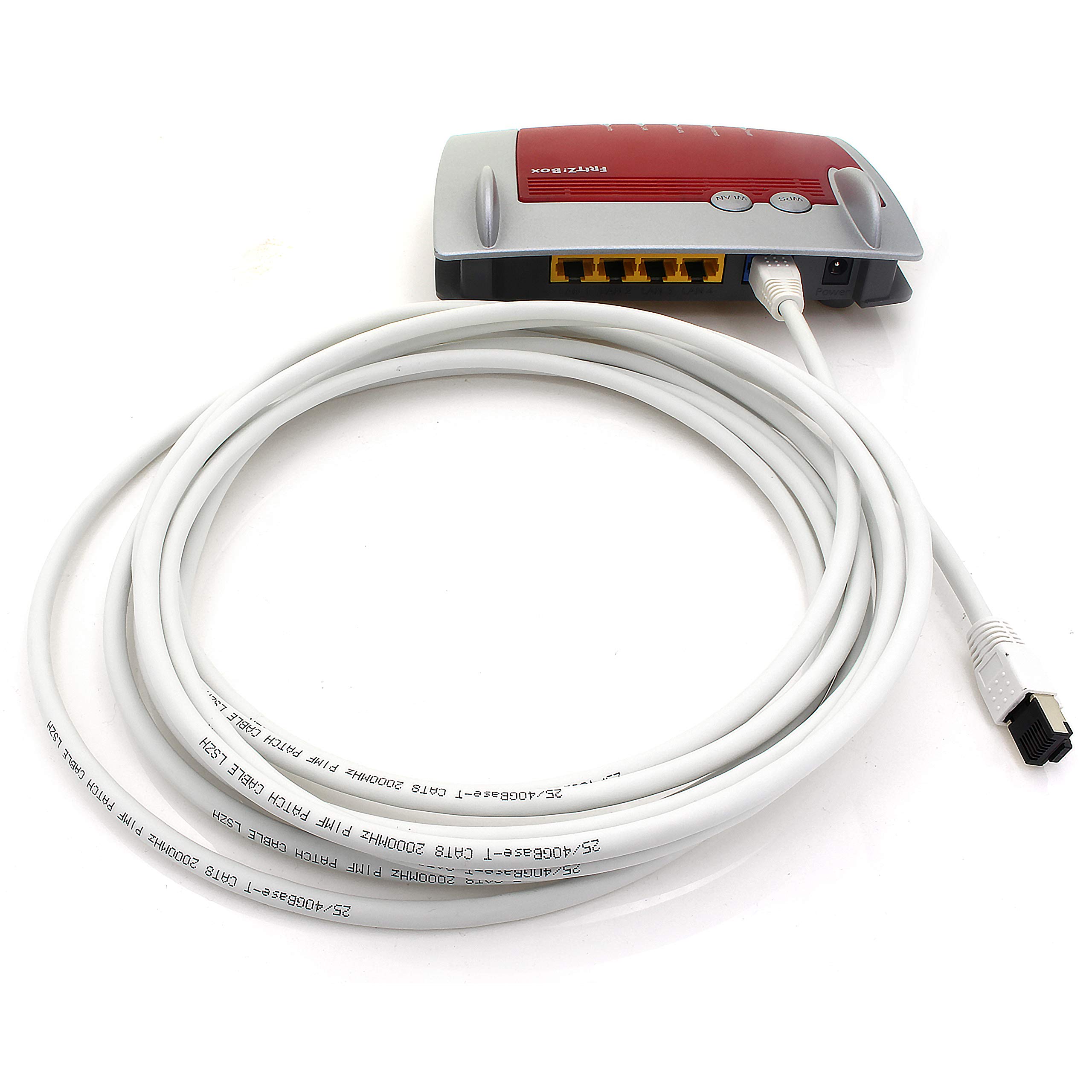 Câble réseau Cat 8 0,5 m blanc lot de 5 Ethernet 2000 MHz 40 Gbit s 40GBase-T PoE+ LSZH