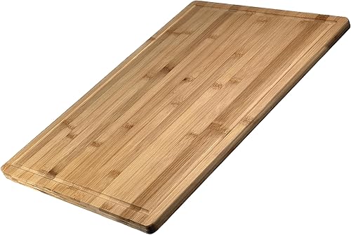 Simply Bamboo Brown Valencia - Tabla de cortar de bambú con ranura para jugo tabla de cortar de madera profesional tabla de cortar de carne y bloque