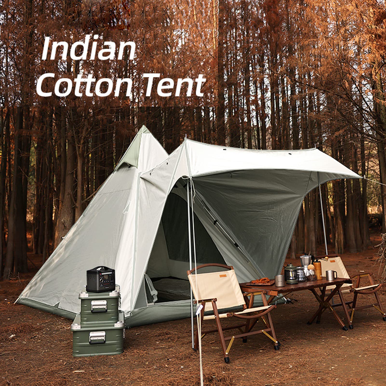 Pyramid Tipi-Zelt für 2–4 Personen, leichtes, wasserdichtes, Doppellagiges Camping-Indianer-Tipi-Zelt für Outdoor-Wanderungen Sport & 