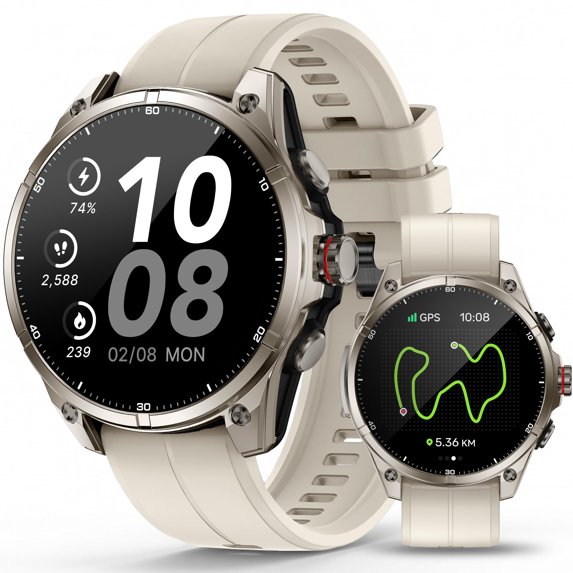 GPS Smart Watch for Men, 1.43" AMOLED Display Rugged Fitness Tracker