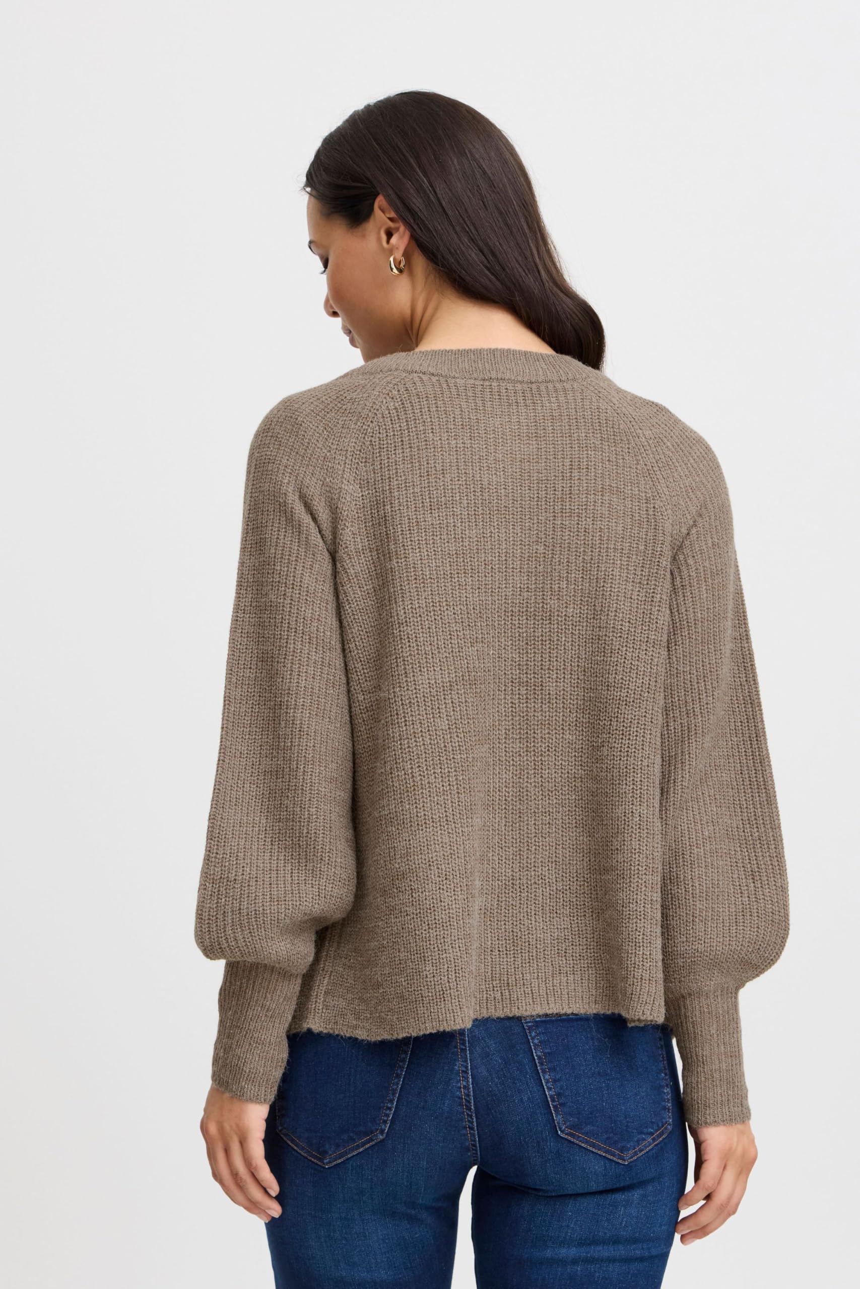 fransa FRERETTA Damen Strickpullover Feinstrick Pullover Strickjacke Langarm Taschen Grobstrick Regular fit