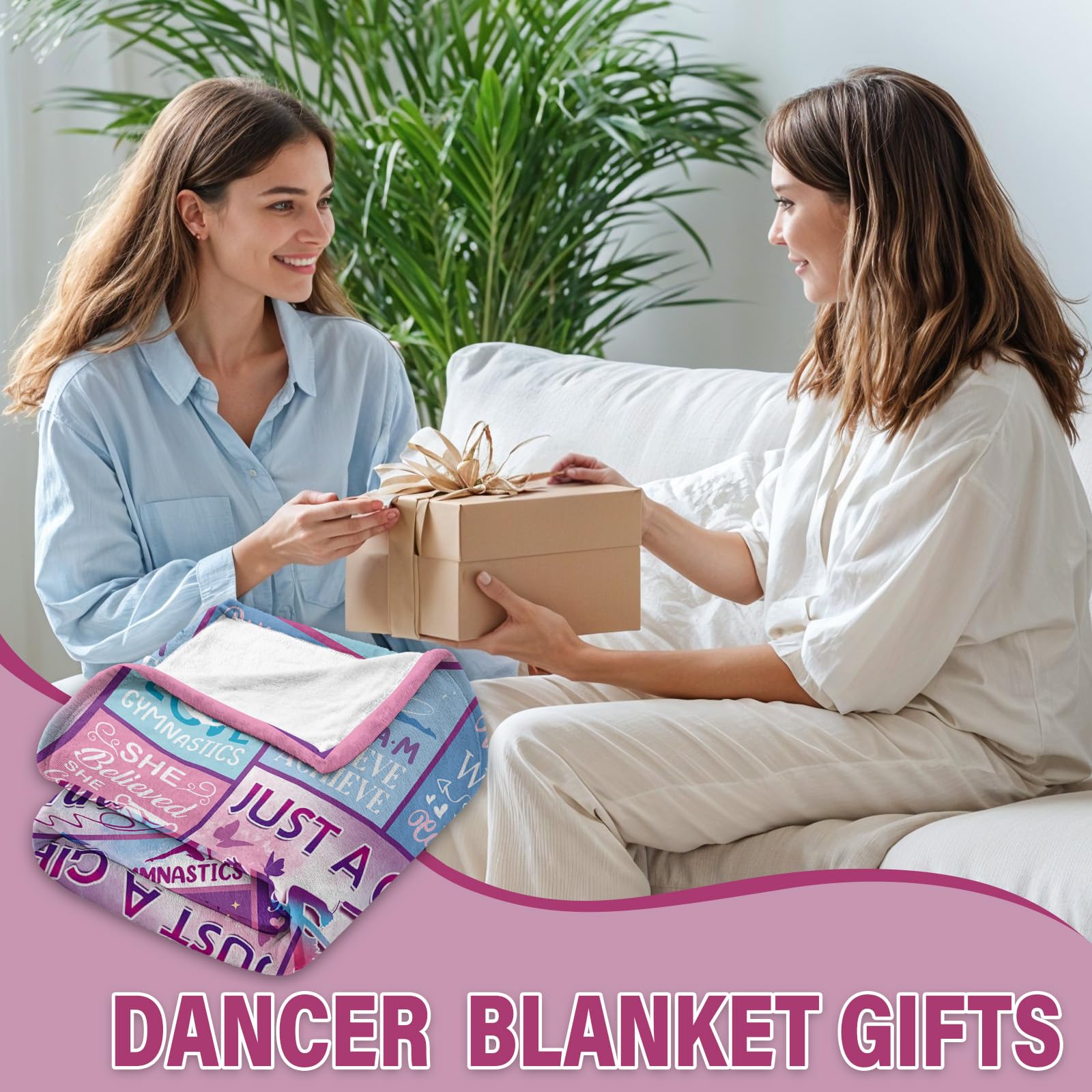 Wazzio Gymnastics Gifts for Girls/Teens/Sister, Dancer Gifts for Daughter Blanket, Gymnastics Blanket for Dance Lovers, Just A Girl Who Loves Dance Gifts for Girls on Birthday 40x50 in