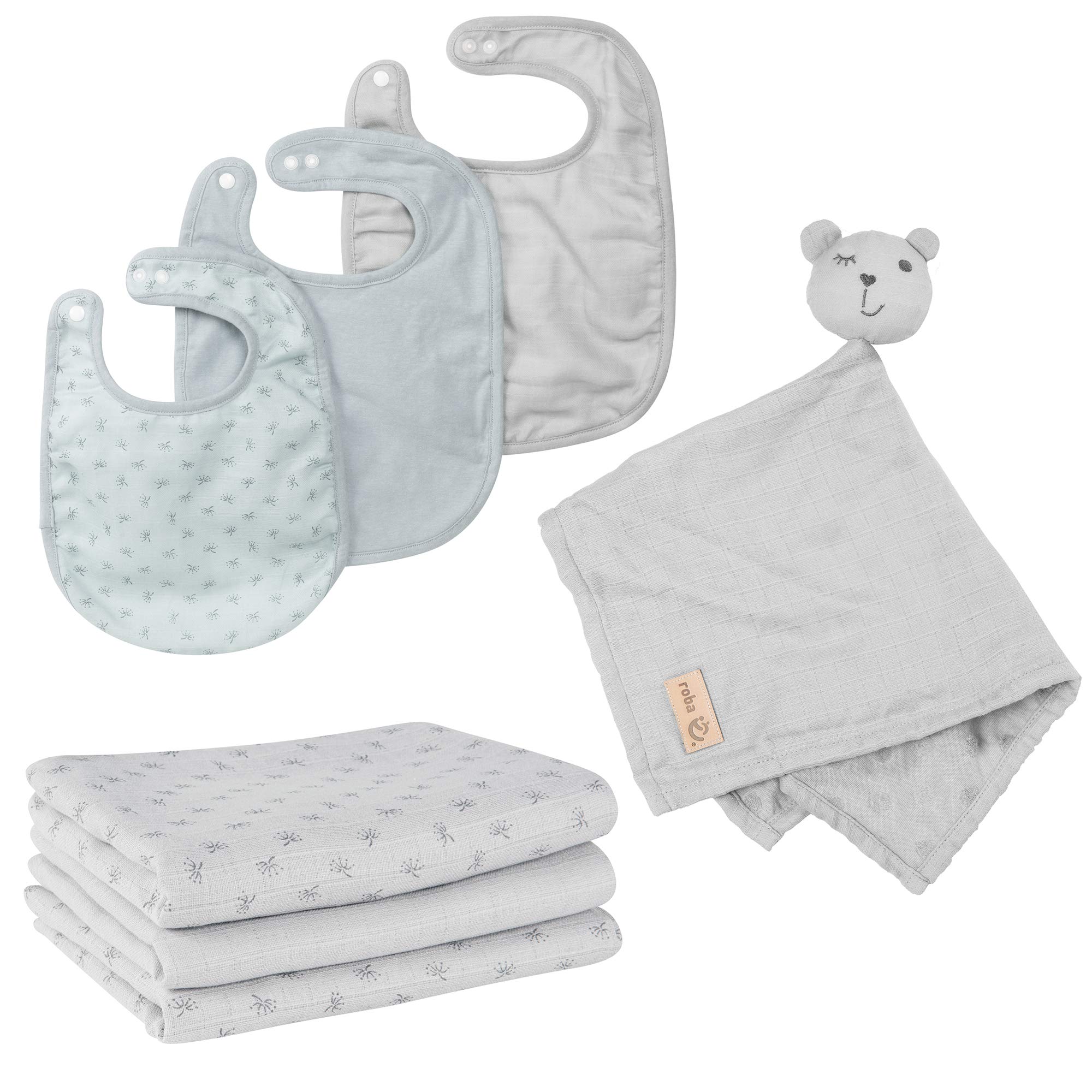 roba Set de regalo orgánico Baby Essentials 'Lil Planet' gris plata de algodón orgánico GOTS sostenible