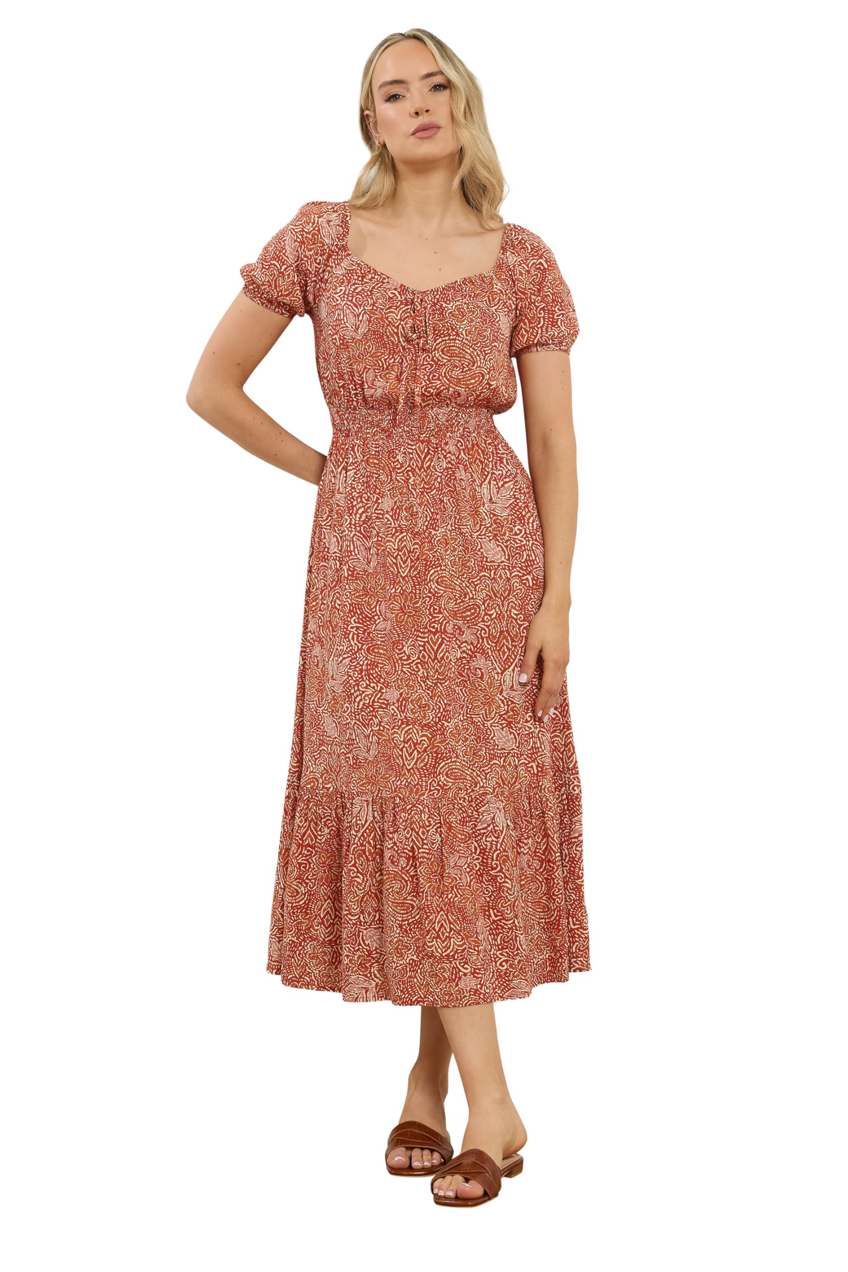 Long Tall Sally Women's Orange Tall Floral Midi Dress In | : Size 16