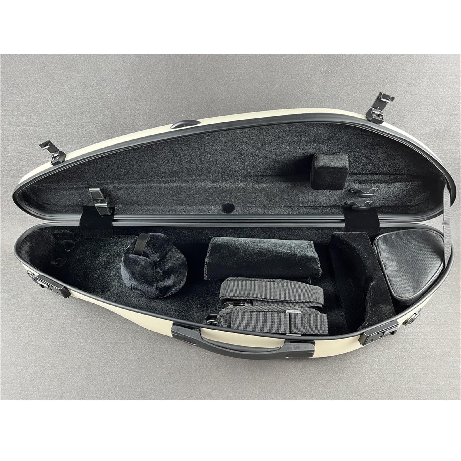 Geigenkoffer Geigenkoffer aus Kohlefaser, 4/4-Größe/Camber-Modell, robust, mit Zahlenschloss, weiß
