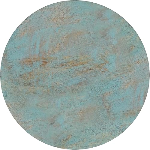 Miniatura 4 de SIMPLIHOME Boyd - Mesa auxiliar redonda de madera maciza de mango de 13 pulgadas de ancho en lavado verde azulado, mesita de noche contemporánea