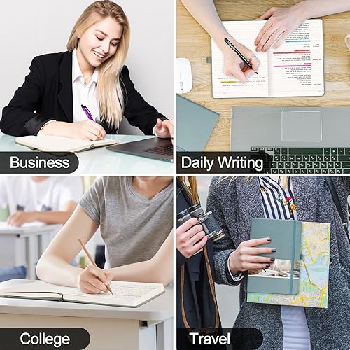 Miniatura 6 de EMSHOI Cuaderno de diario rayado, diario de cuero de 4.23 ozm con notas adhesivas y 256 páginas numeradas, cuaderno A5 de tapa dura con rayas