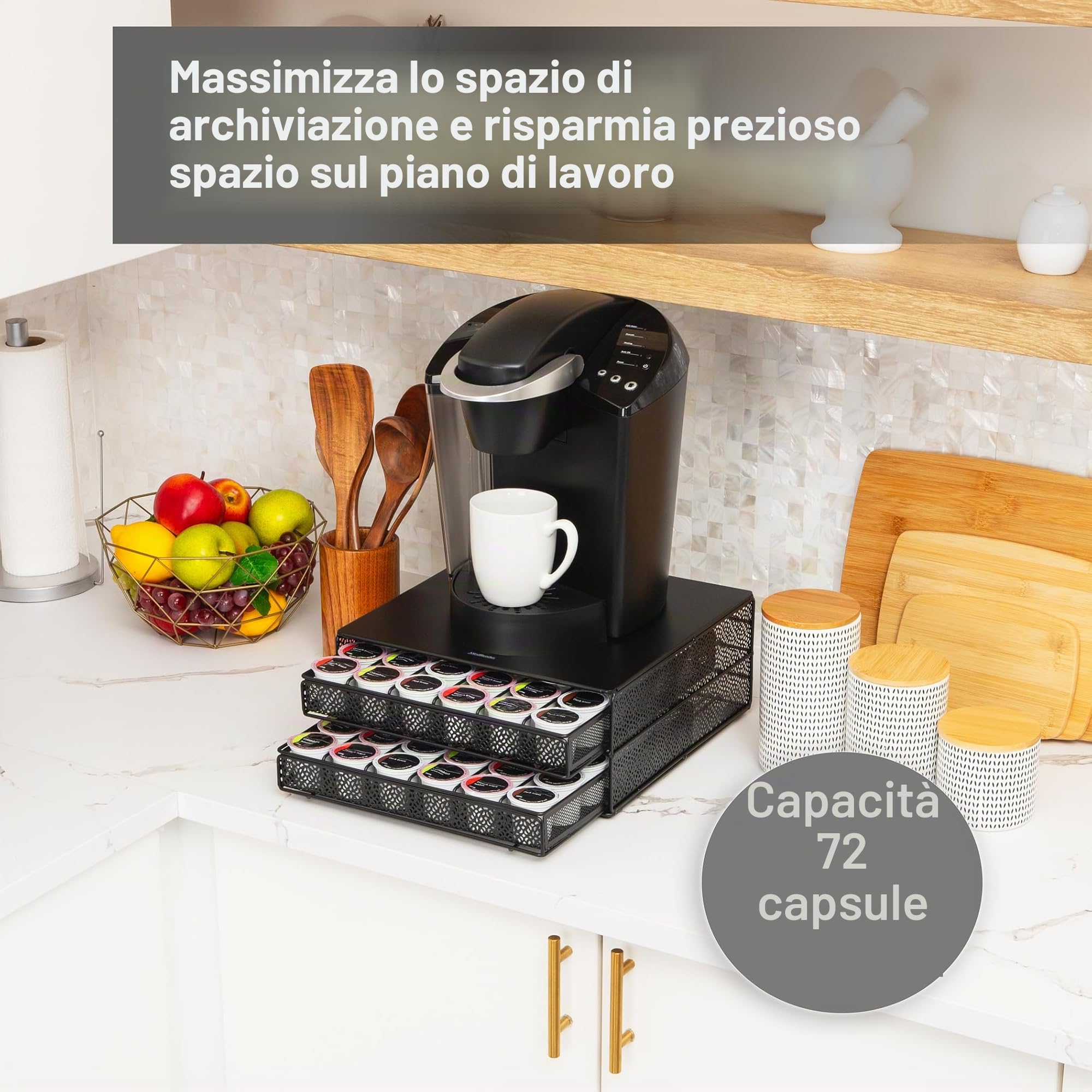 Mind Reader 'Jumbo' per 72 capsule Dolce Gusto/Keurig K-Cup/Verismo / CBTL, cassetto portaoggetti per caffè nero