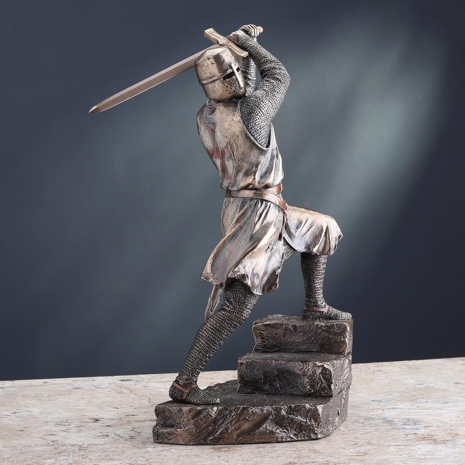 Veronese Design 12 Inch Crusader Templar Knight Wielding Great Sword Cold Cast Resin Bronze Finish Statue Warrior Figurine