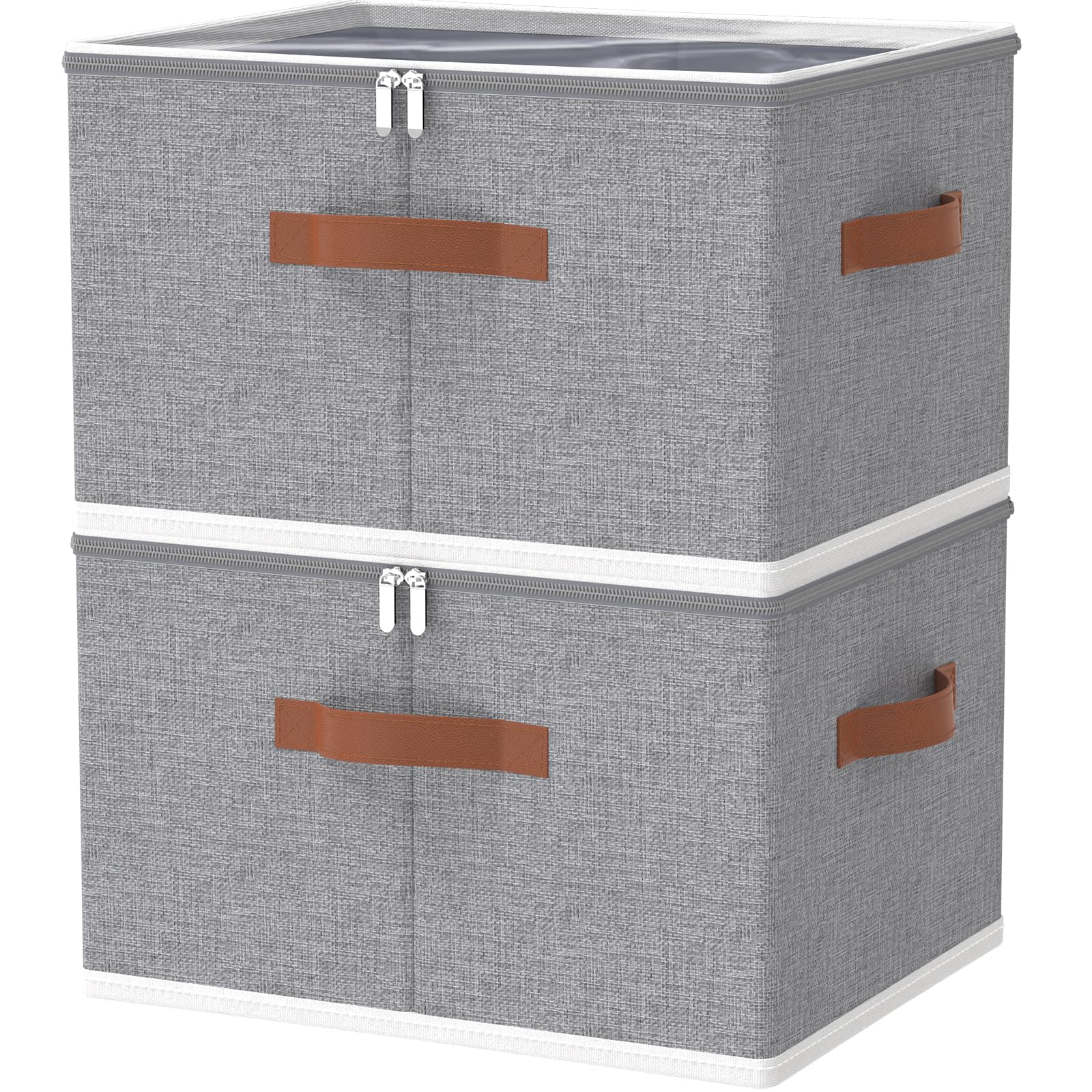 Tuza 2 Contenitori Portaoggetti Con Coperchio In Pelle Sintetica - Scatole Pieghevoli Per Armadio Con Manici, Per Vestiti E Coperte (Colorati) - 2