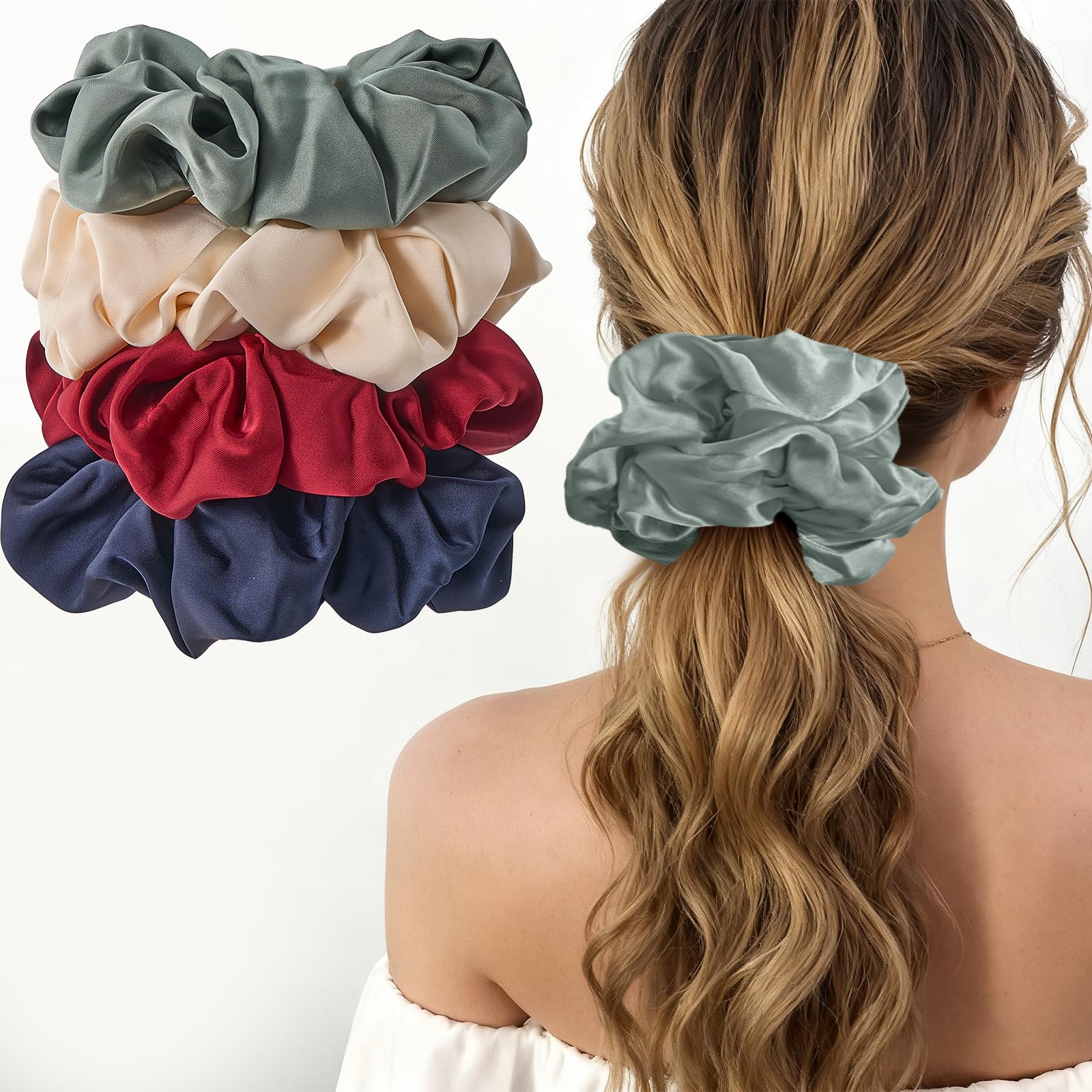 Amazon.com : Lolalet Big Satin Scrunchies for Women, 5.9  display picture 3