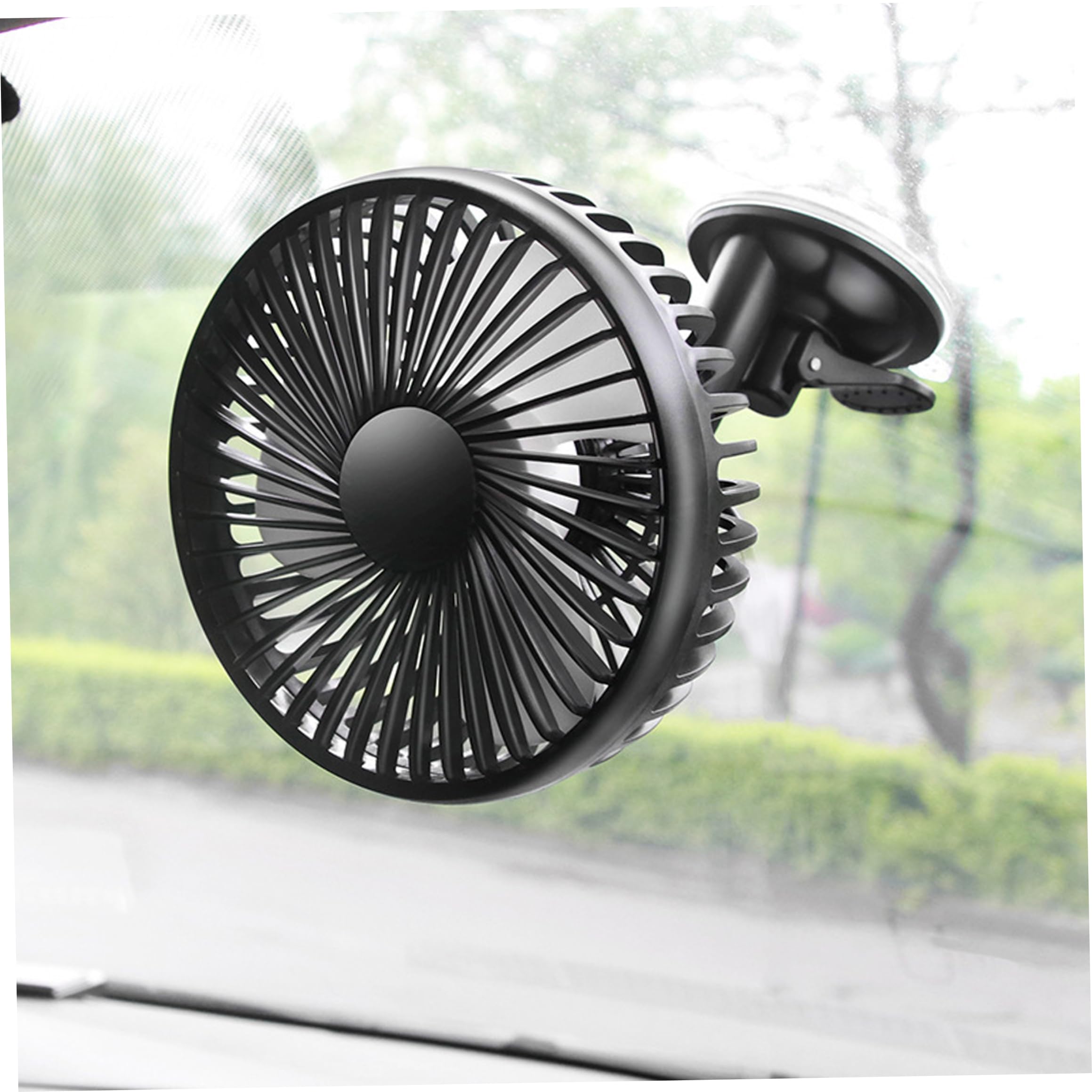 Ventilatore portatile per finestrino dell'auto con forte aspirazione, ventola di raffreddamento a basso rumore per parabrezza di casa nero
