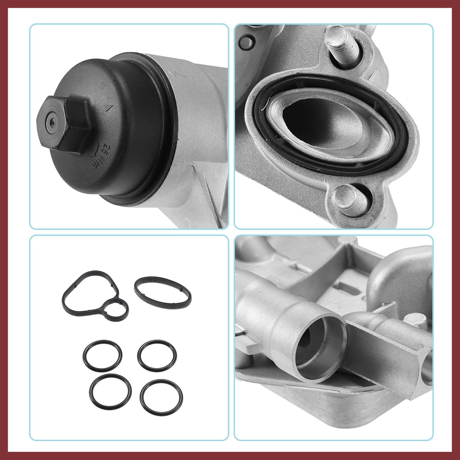 93186324 Engine Oil Cooler Oil Filter Housing Adapter Assembly with Gaskets for Chevy Aveo for Chevrolet Cruze for Pontiac for Saturn 25199751 1.8 Engine Oil Cooler Replace Parts