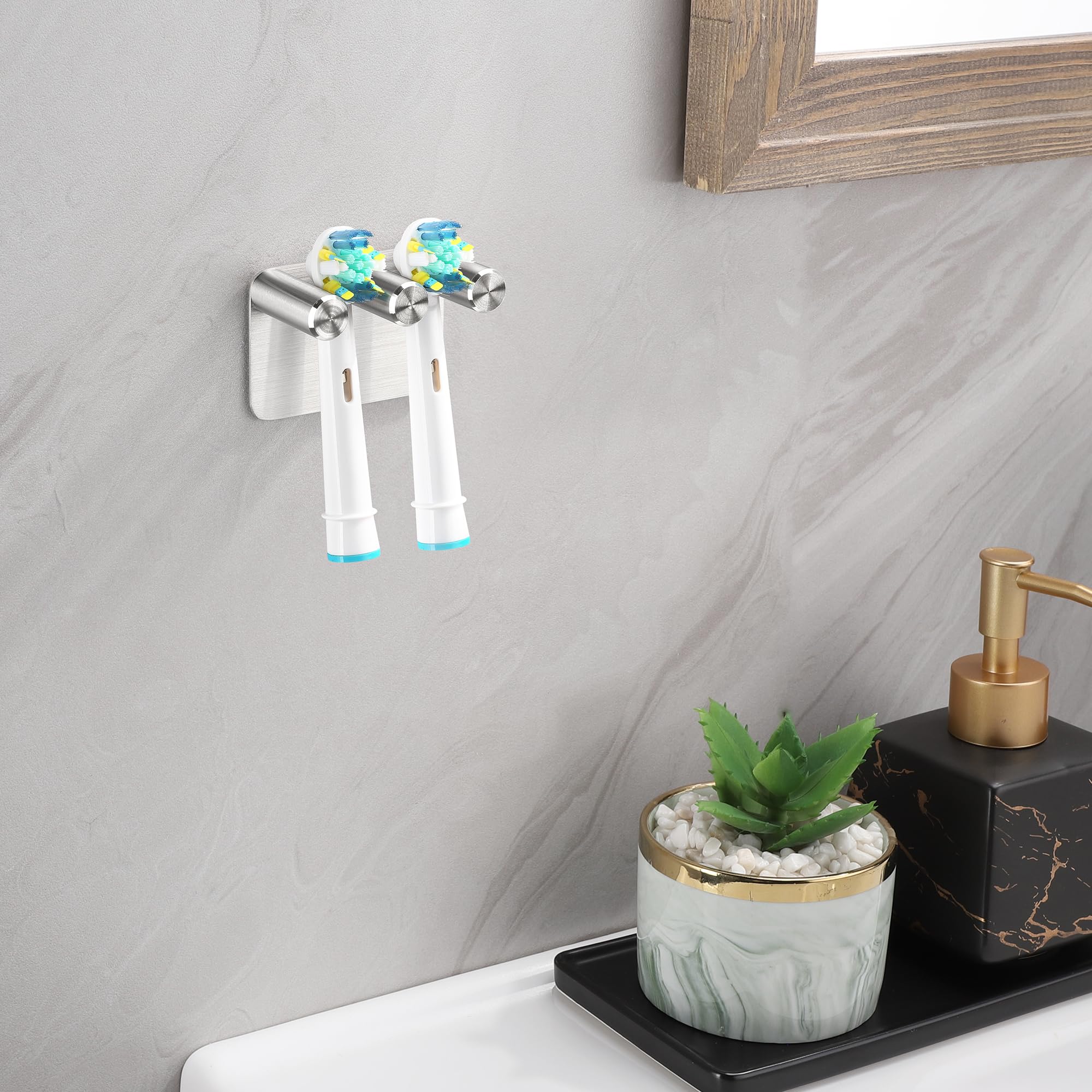 Portaspazzolino Elettrico Autoadesivo - 2 Pezzi Con Adesivo 3M, Per Bagno, Bianco - Foto 5