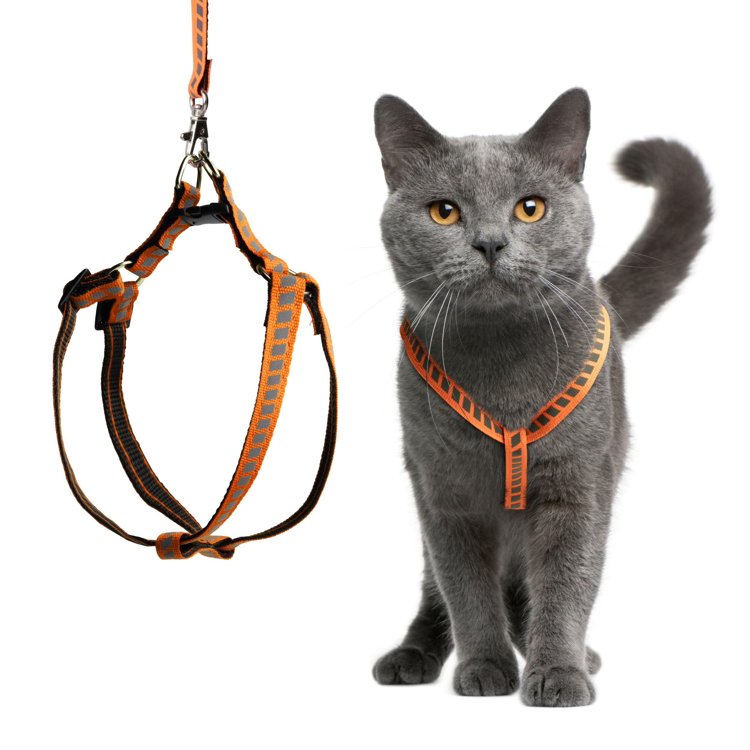 Filbert Cat Harness and Leash Set with Reflective Strip, Thin Cat Harness Escape Proof with Leash, Step-in, Adjustable, Indoor Outdoor, Easy-to-Put-On