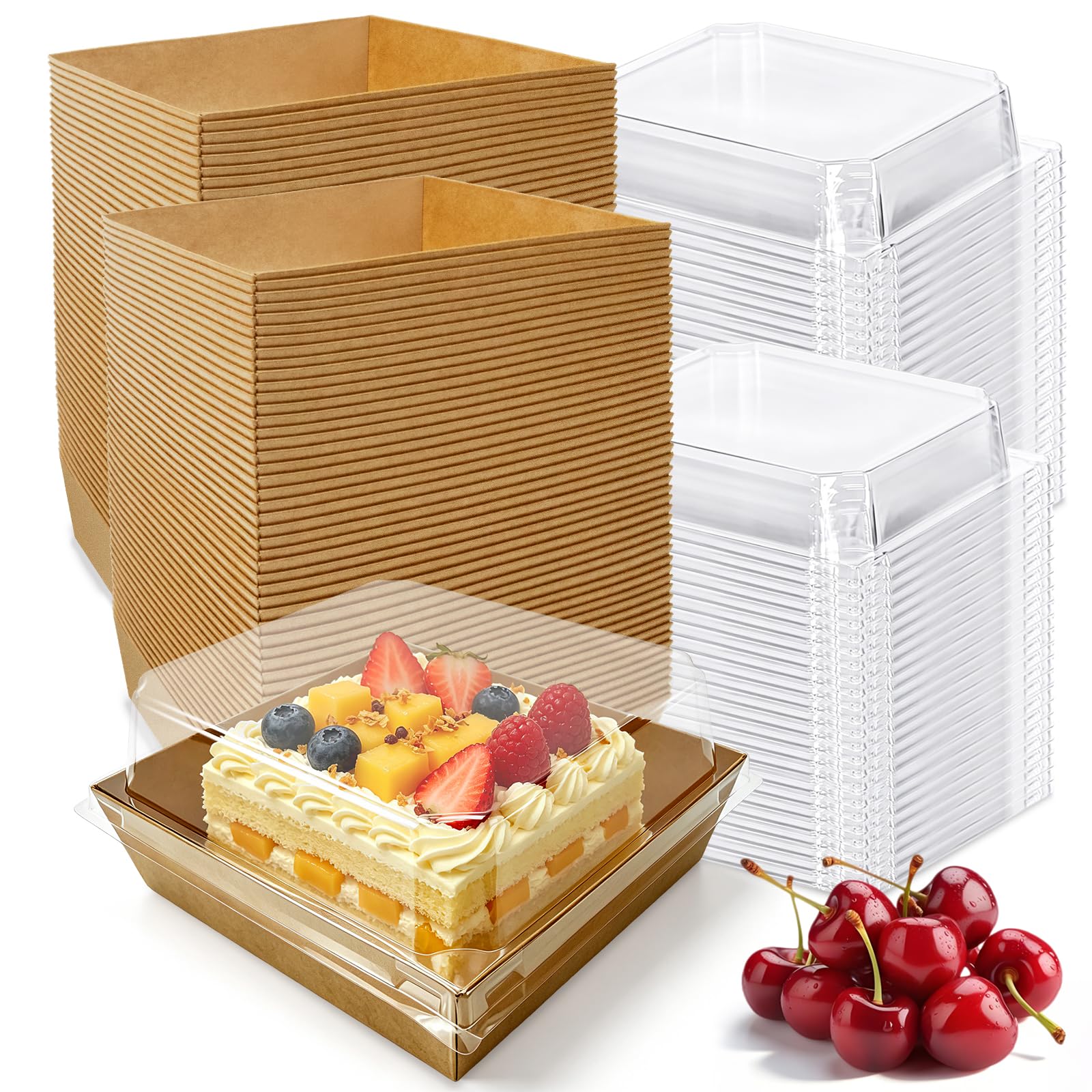 Nexboraque Paquete de 100 cajas pequeñas para embutidos con tapas transparentes