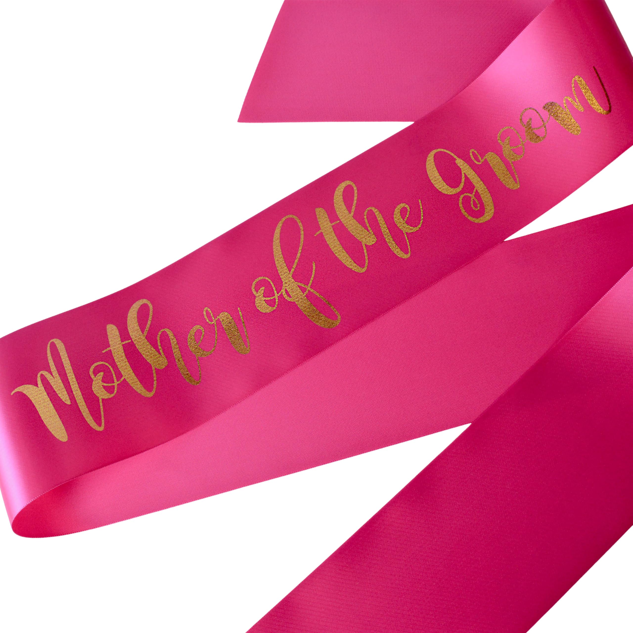 Pink Mother of the Groom Sash, Team Bride Fuchsia Pink with Metallic Gold Print, Satin Ribbon, Hen Party, Adjustable, 1.7m or 2.1m Plus Size