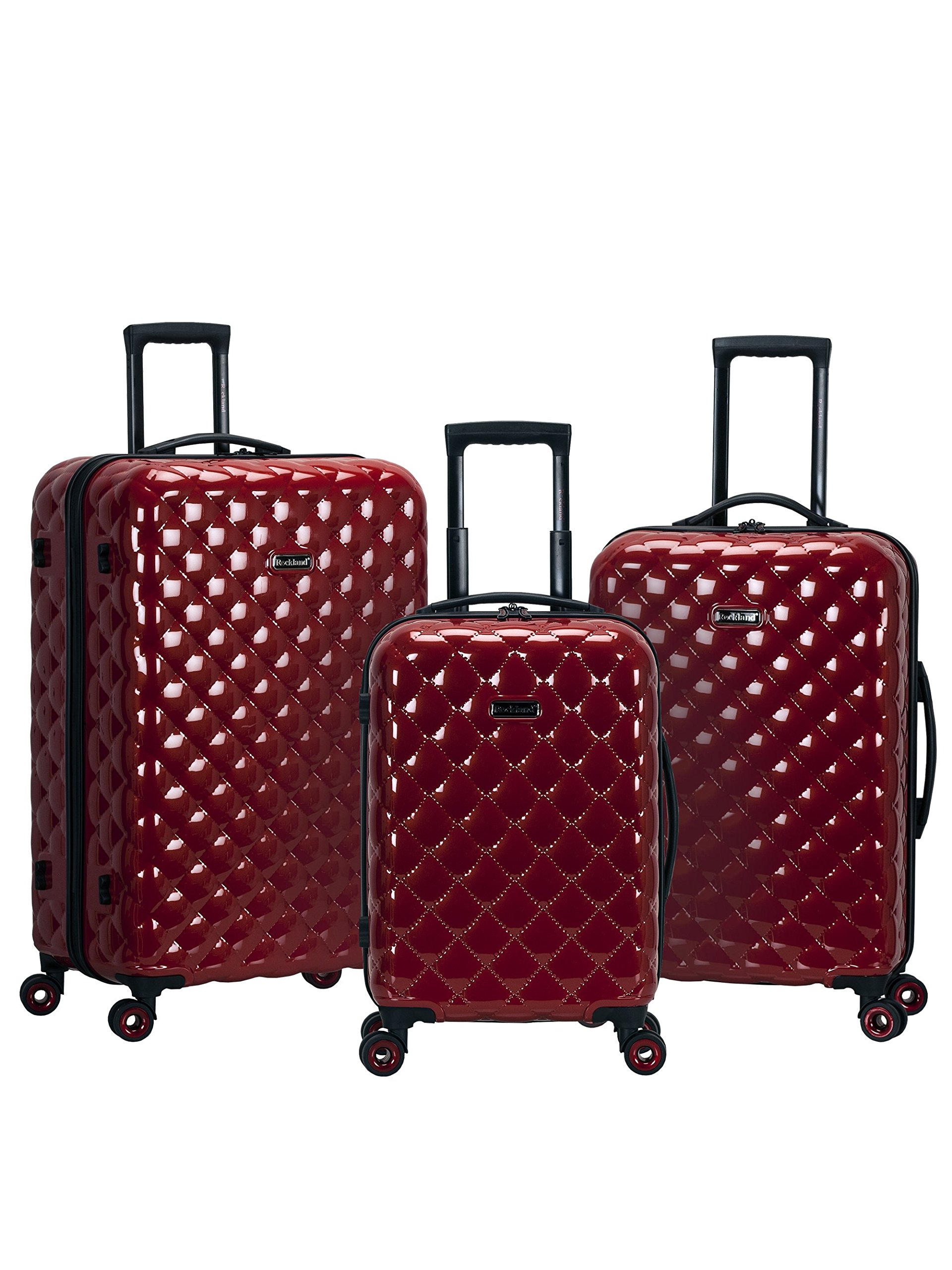Rockland Quilt Hardside Expandable Spinner Wheel Luggage Set, Red, 3-Piece (20/24/28)