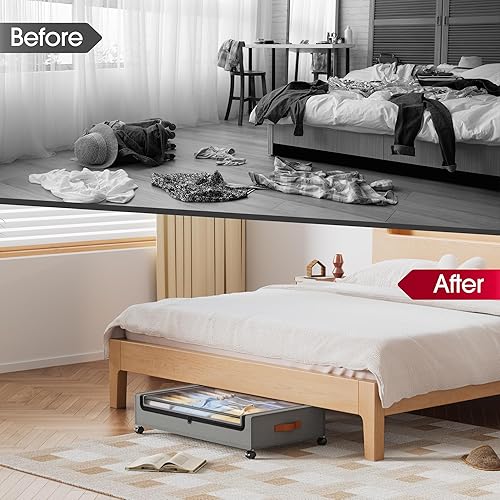 Miniatura 7 de Yecaye Paquete de 4 contenedores de almacenamiento debajo de la cama con ruedas, contenedores de almacenamiento debajo de la cama con tapas,