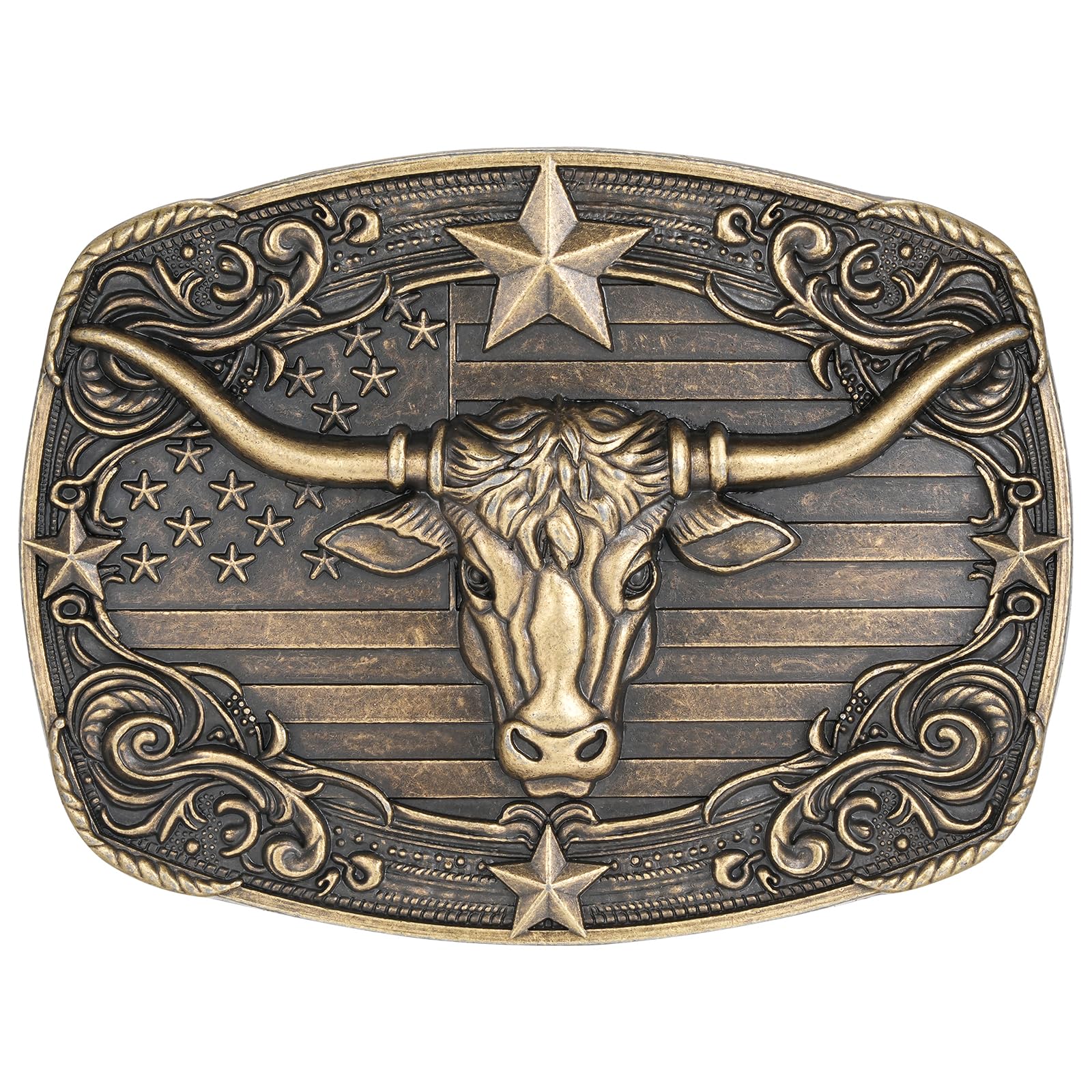 Flipslo Cowboy Belt Buckle for Men Longhorn Bull Belt Buckles Men Vintage Texas Buckle for Women Cowboy Cowgirl Belt Buckle
