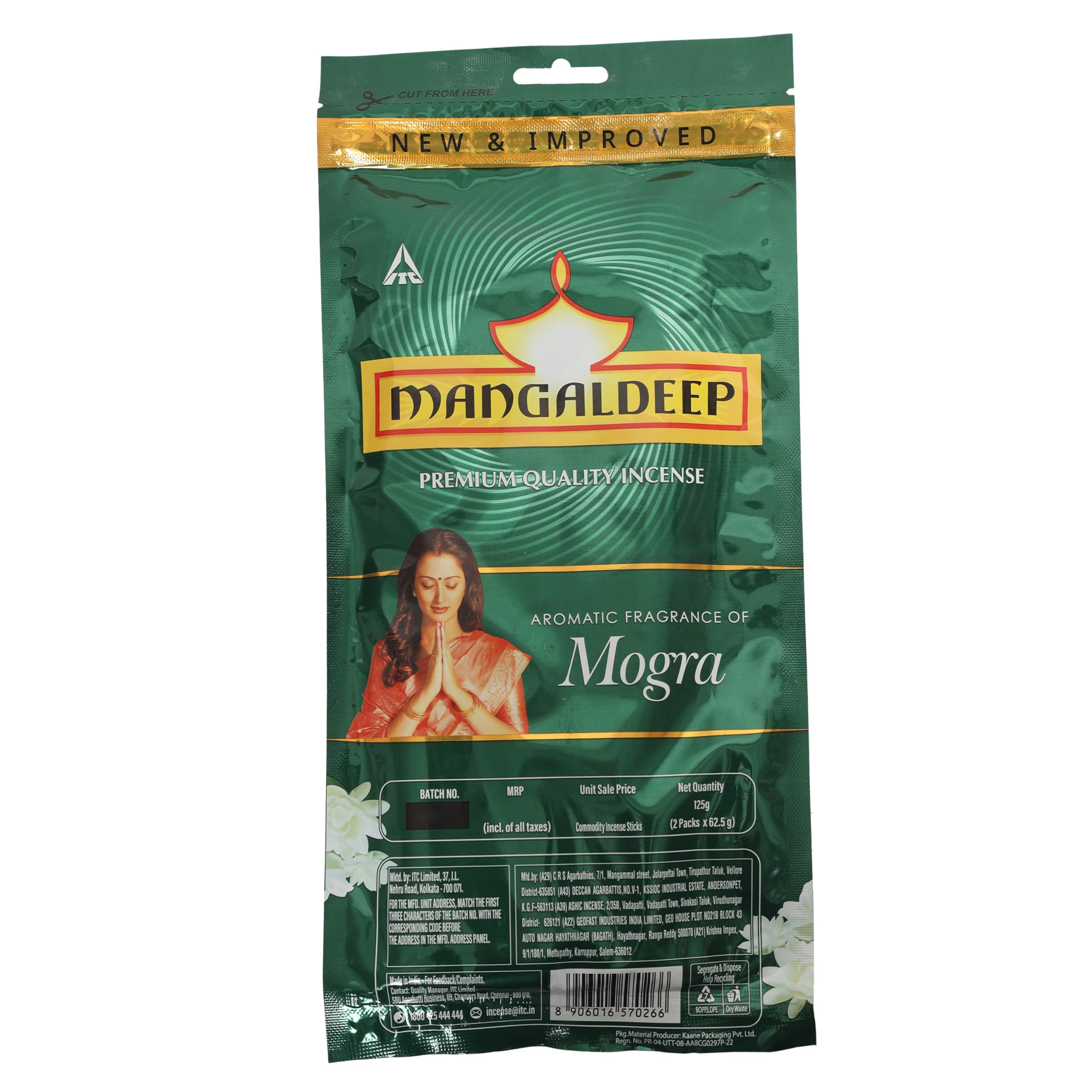Mangaldeep Mogra Ziplock Agarbatti (21 cm, 125 gm, Black) - Image 2 thumbnail
