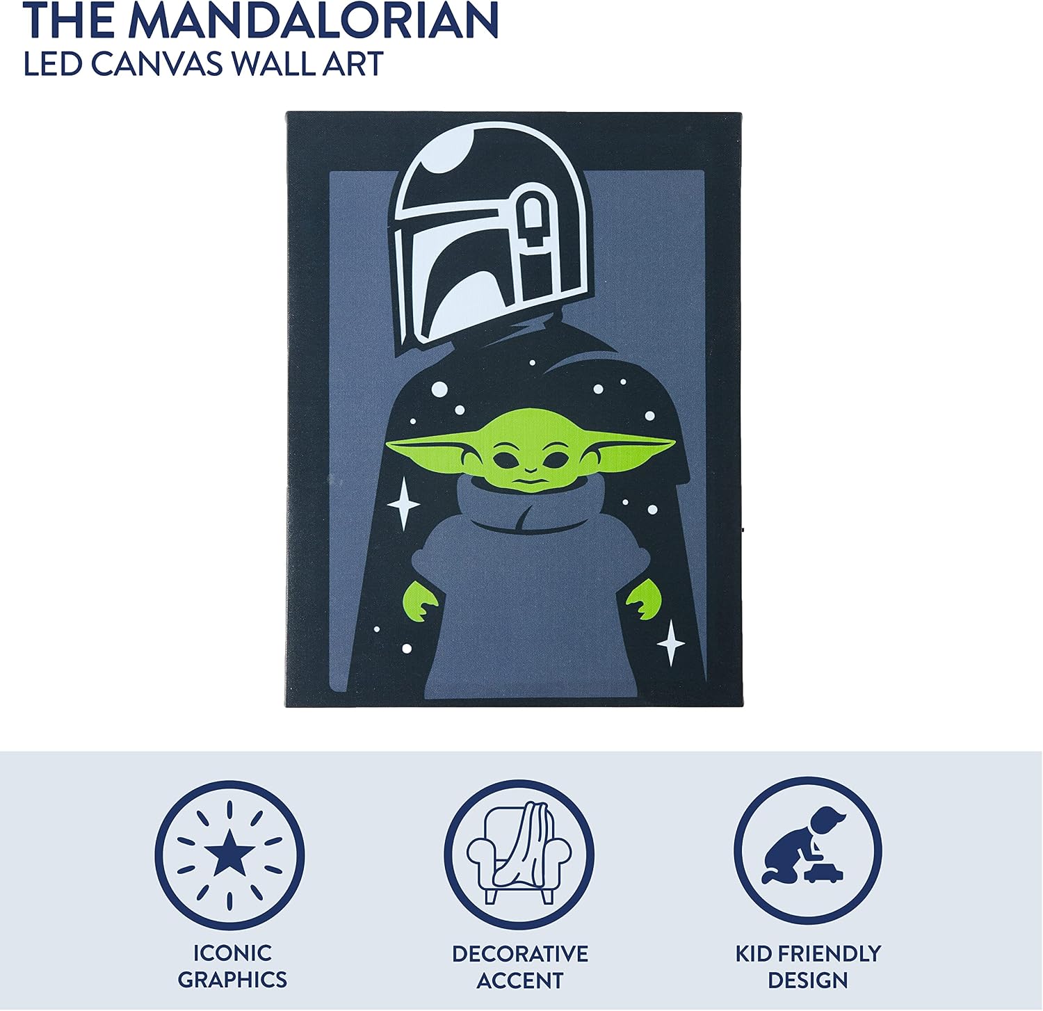 Star Wars: The Mandalorian featuring The Child LED Canvas Wall Art, 15.75"x11.5"