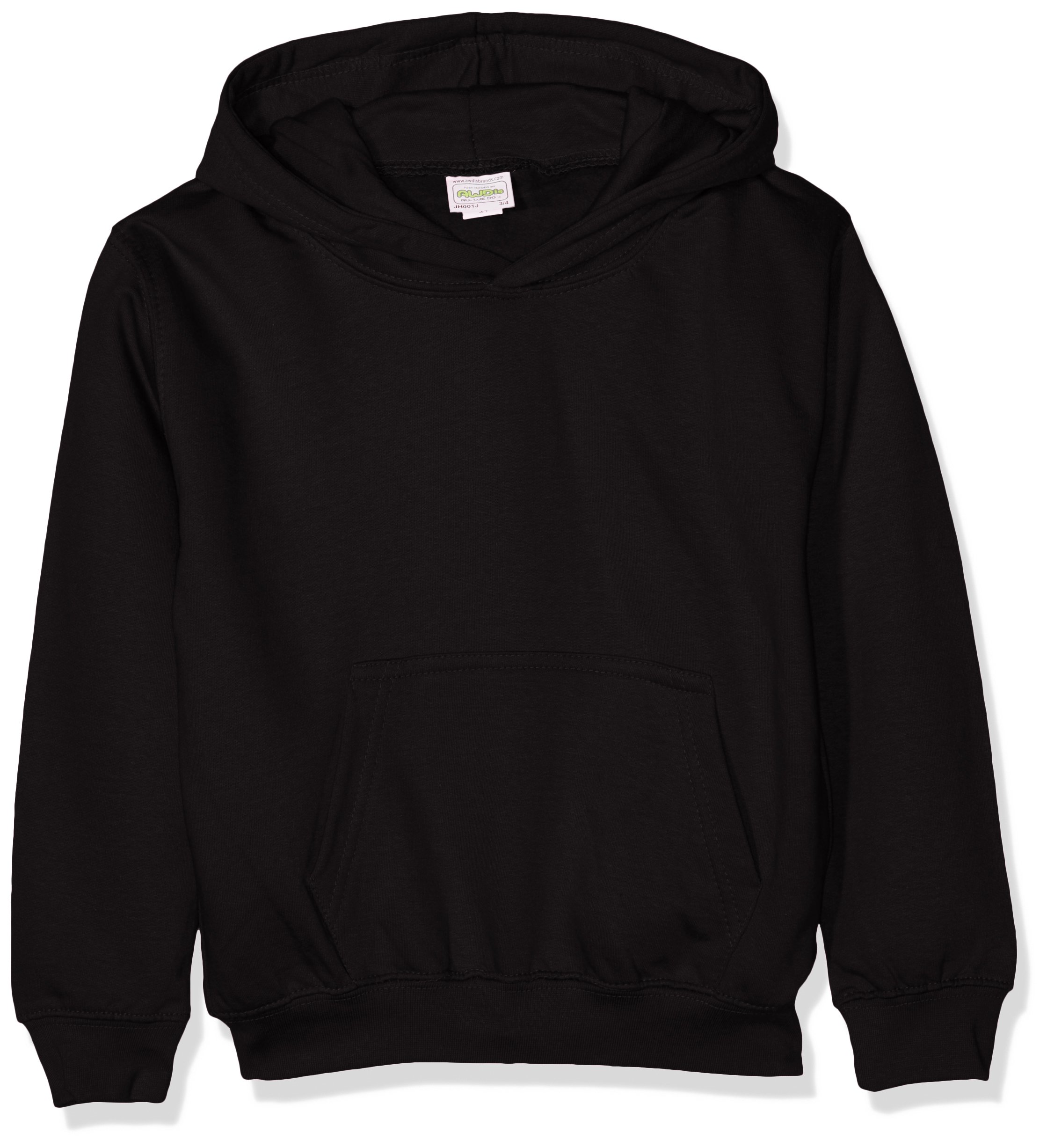 AWDis Boy's Kids Hoodie, Black (Jet Black), Medium