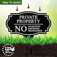 Vista 5 de My Sign Center - Cartel de propiedad privada "No Soliciting Loitering Trespassing" para enterrar, 13x13 pulgadas, ACM inoxidable, resistente a