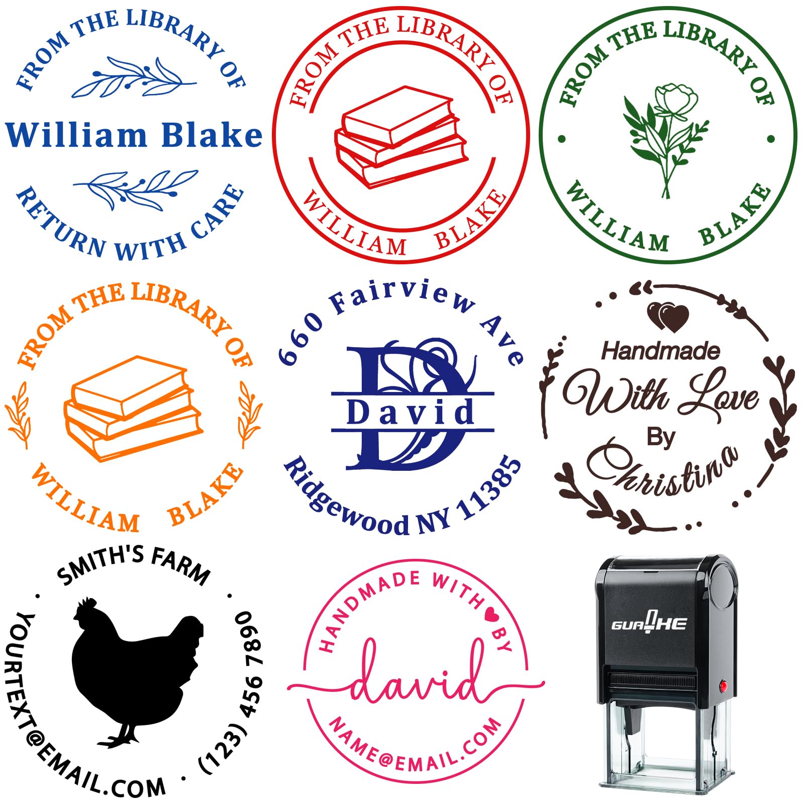 Signature Stamp Any Text Self Inking Personalized Name Stamp 5 Sizes Options