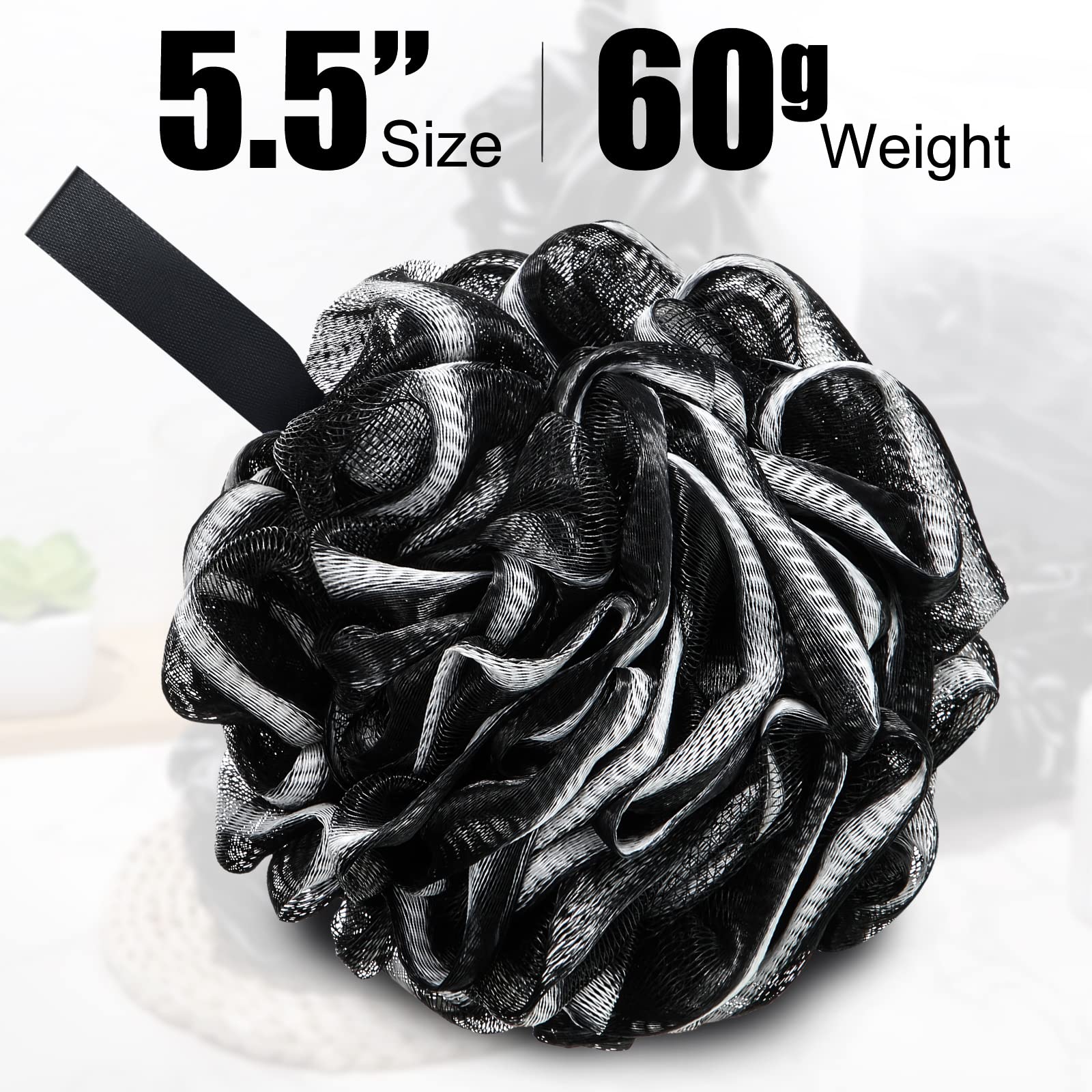 32 esponjas de baño para ducha a granel de 60 g, esponja de ducha corporal de carbón de bambú, esponja de malla grande, esponja suave para hombres y mujeres, bolas exfoliantes para puf de ducha con