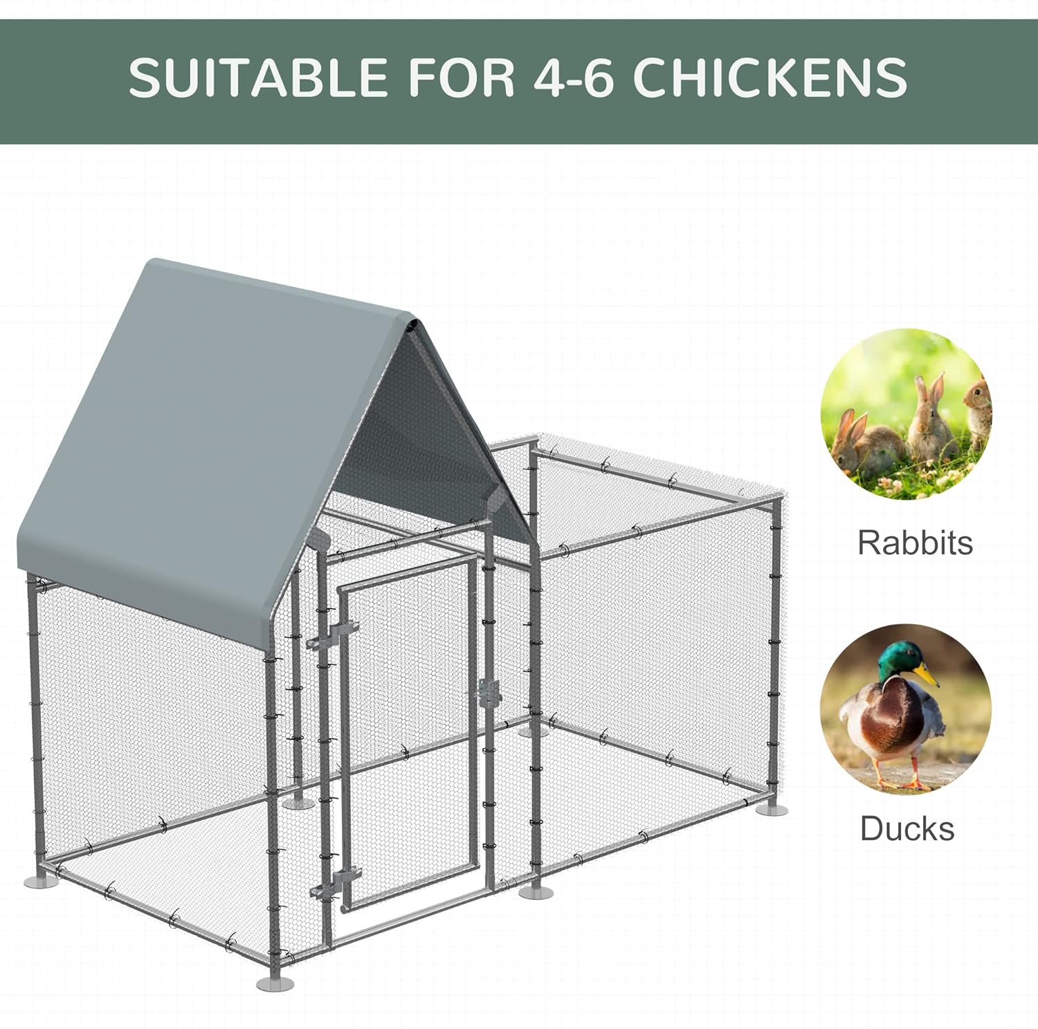 Buy PawHut Walk In Chicken Run, Large Poultry Coop Cage Hen House