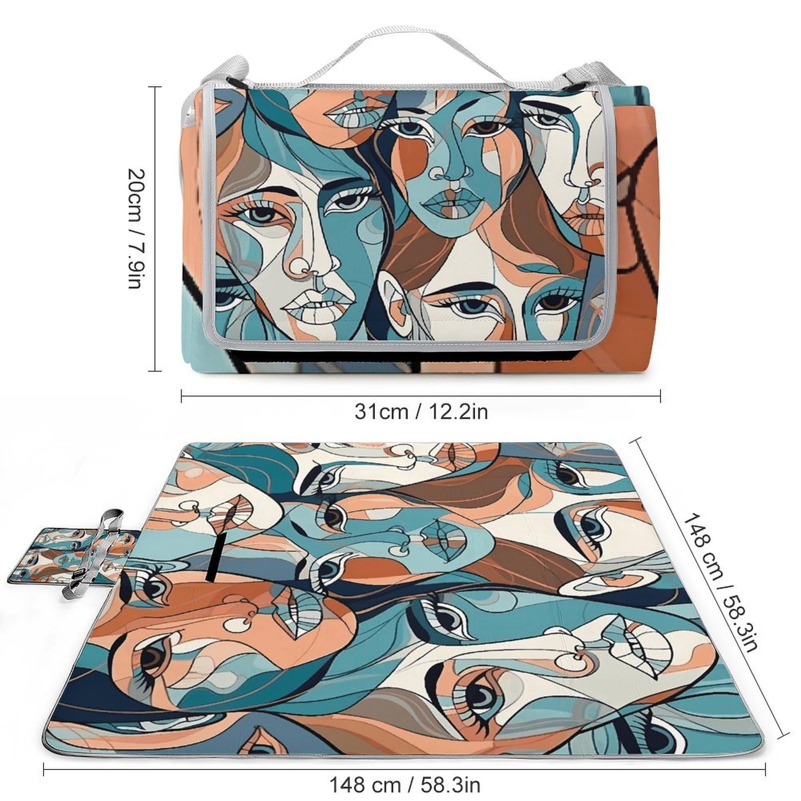Tappetino da esterno con linee lisce, pieghevole, coperta da spiaggia impermeabile, facile da pulire, coperta da viaggio, per campeggio primaverile ed estivo