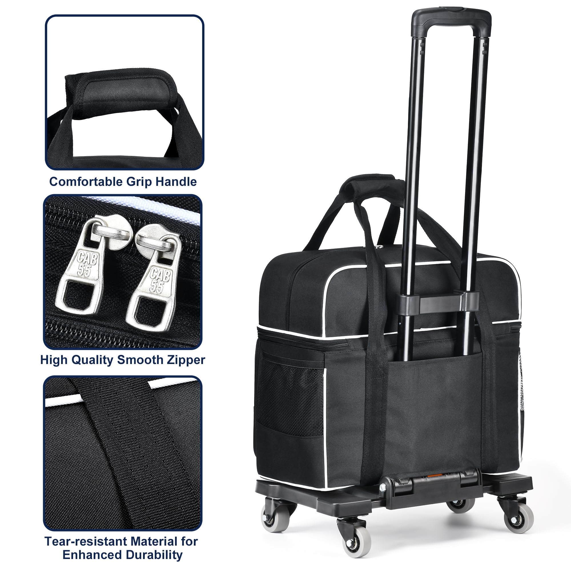 Amazon.com : CAB55 2 Ball Bowling Bag with 4 Wheels, Double